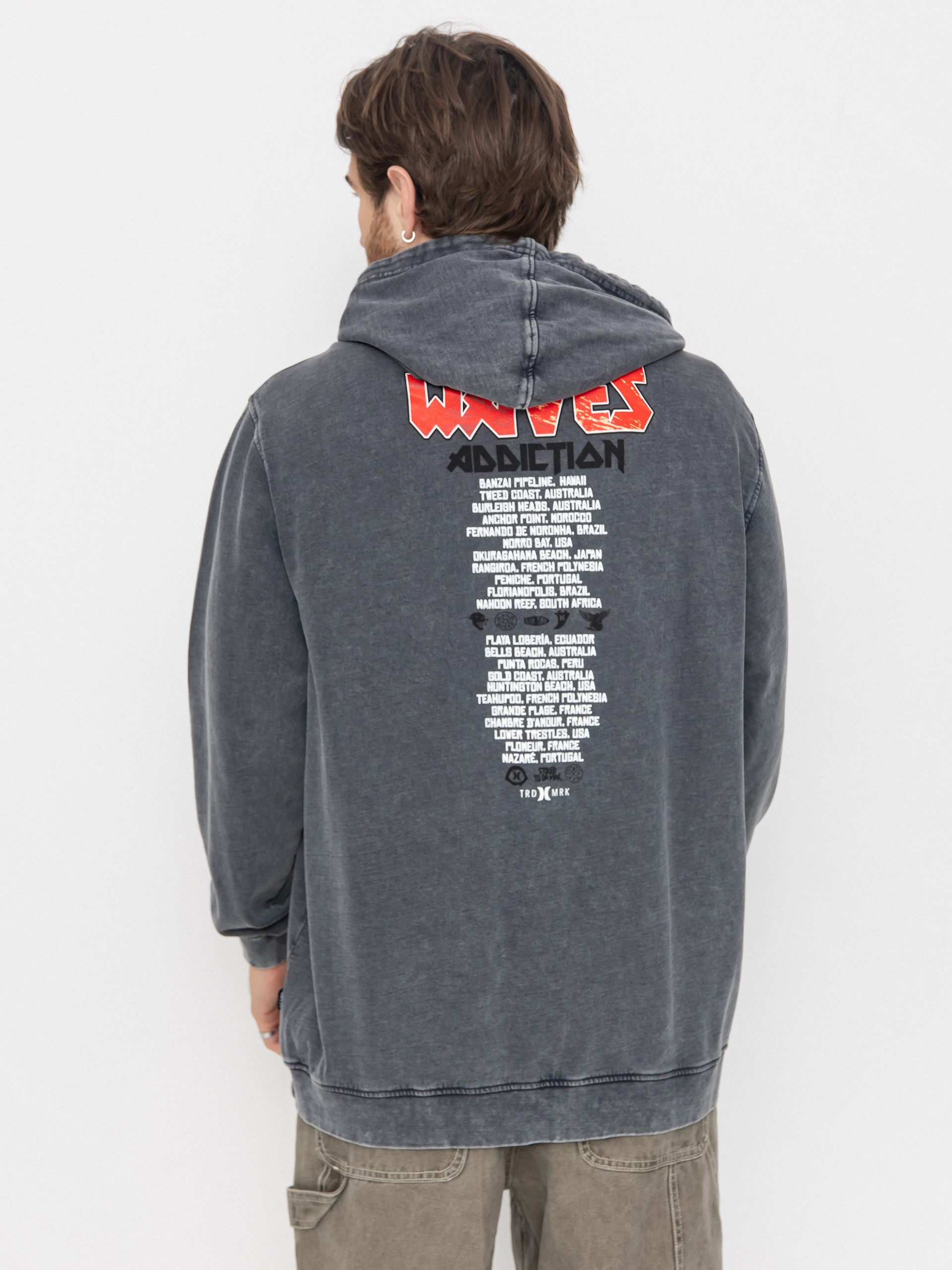 Суитшърт с качулка Hurley Wave Addiction HD (dark stone grey)