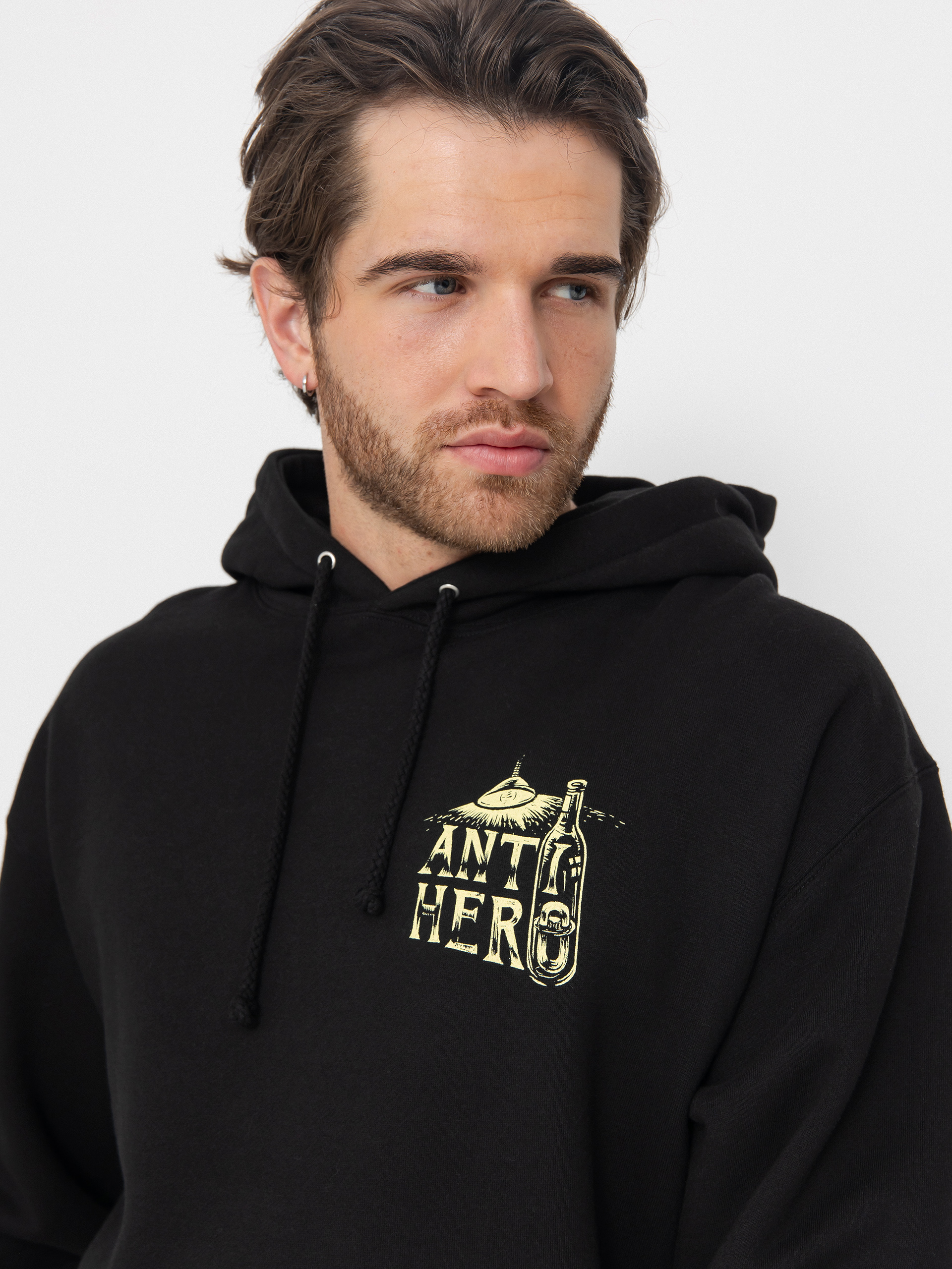 Суитшърт с качулка Antihero Carnales Reposado HD (black w/pale yellow prints)