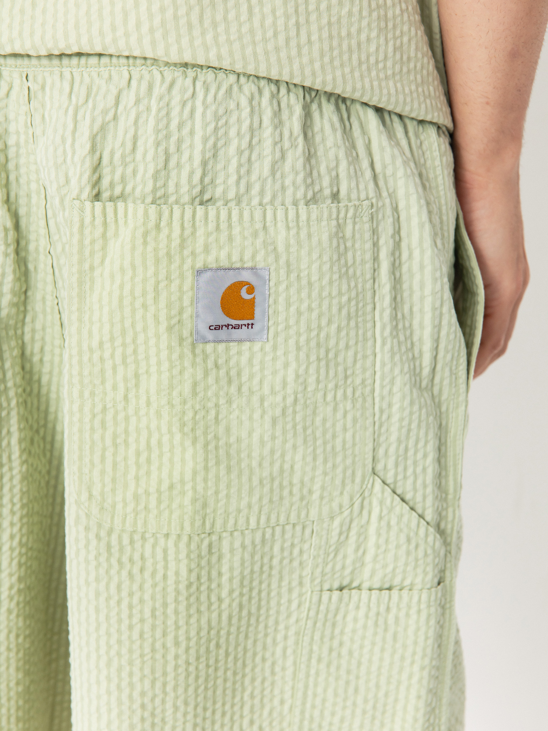 Къси панталони Carhartt WIP Toland (toland stripe/pale olive)