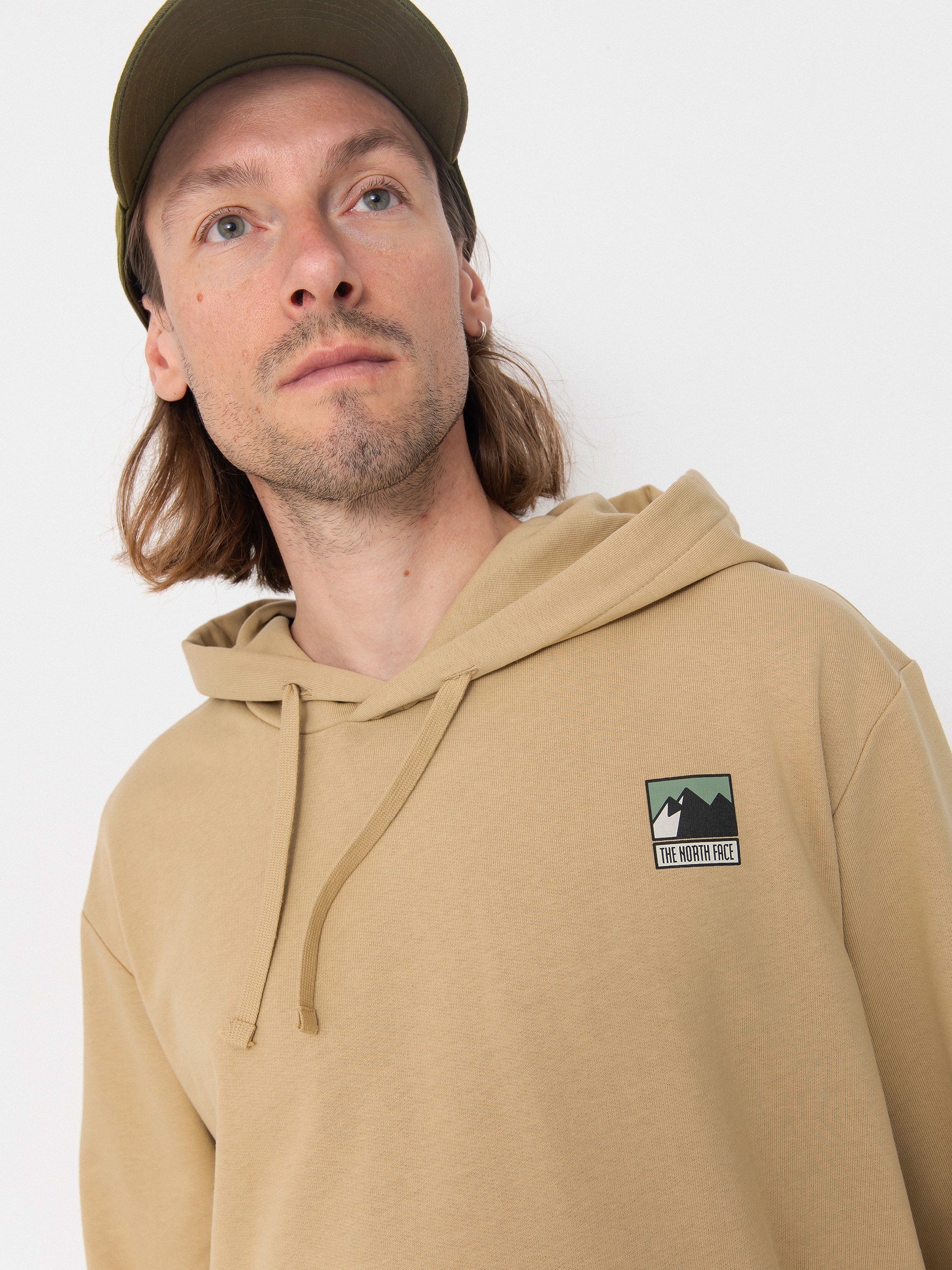 Суитшърт с качулка The North Face Mountain Logo Relaxed HD (khaki stone)
