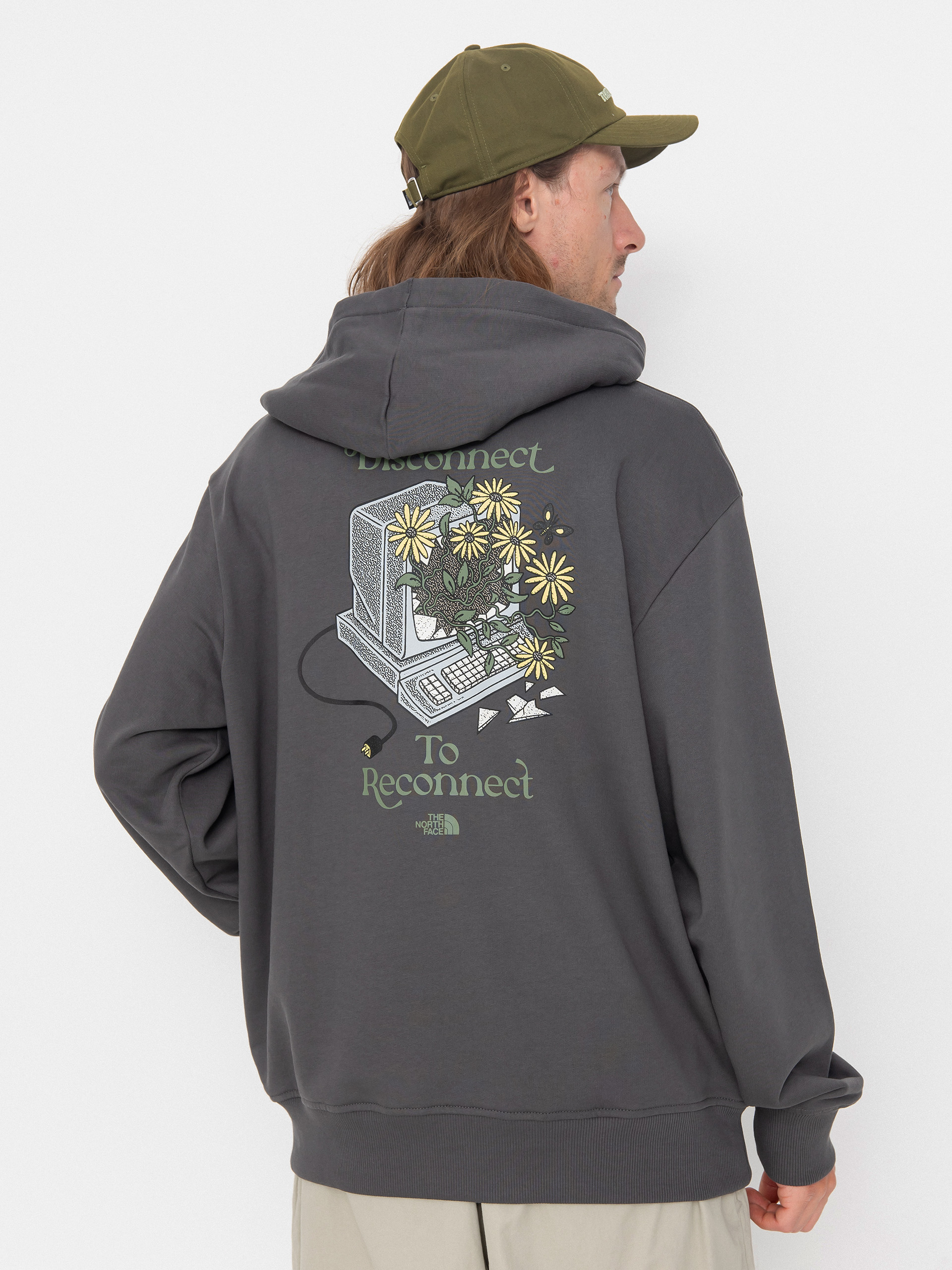 Суитшърт с качулка The North Face Connect Relaxed Graphic HD (anthracite grey)