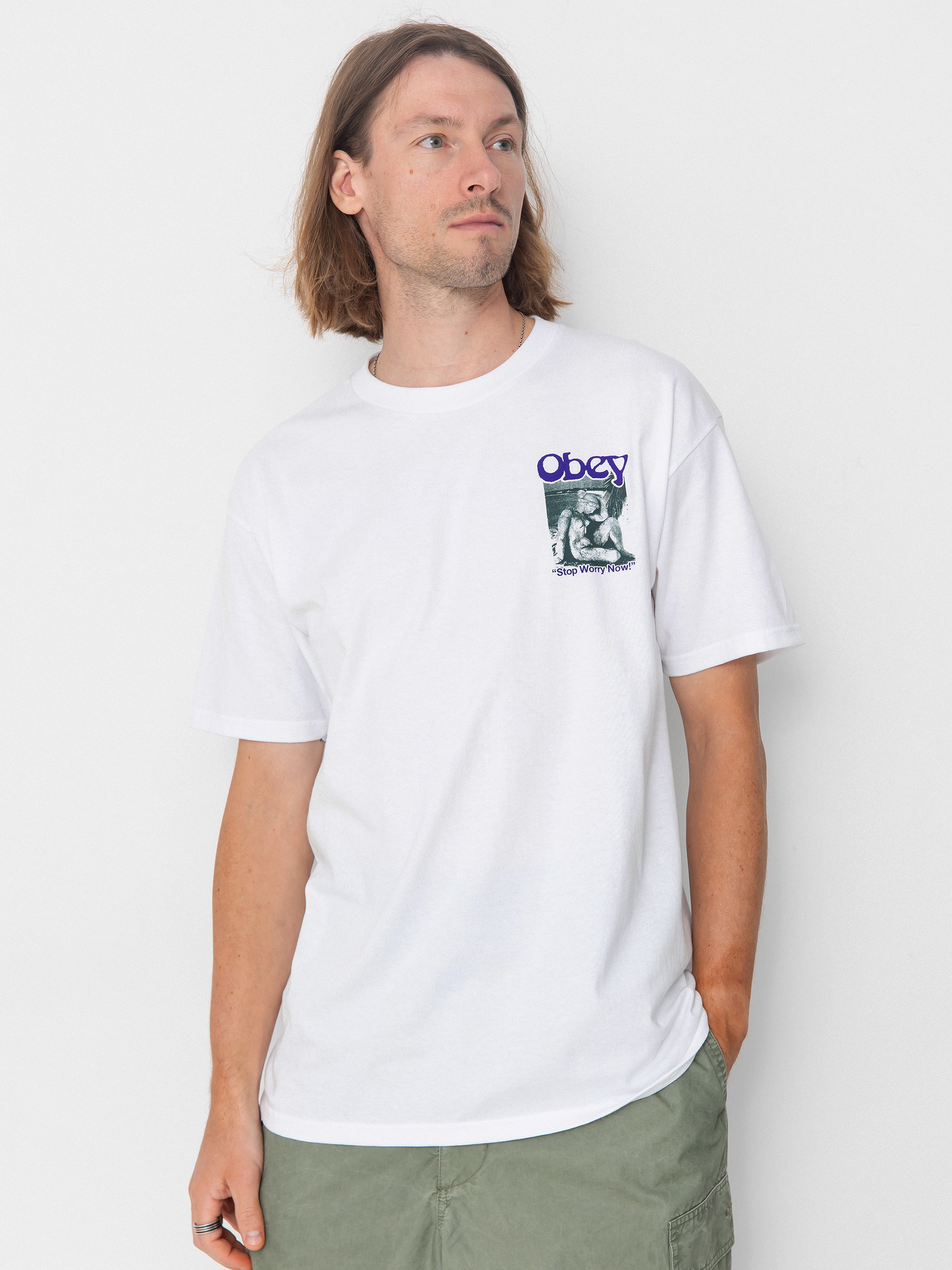 Тениска OBEY Stop Worry Now (white)