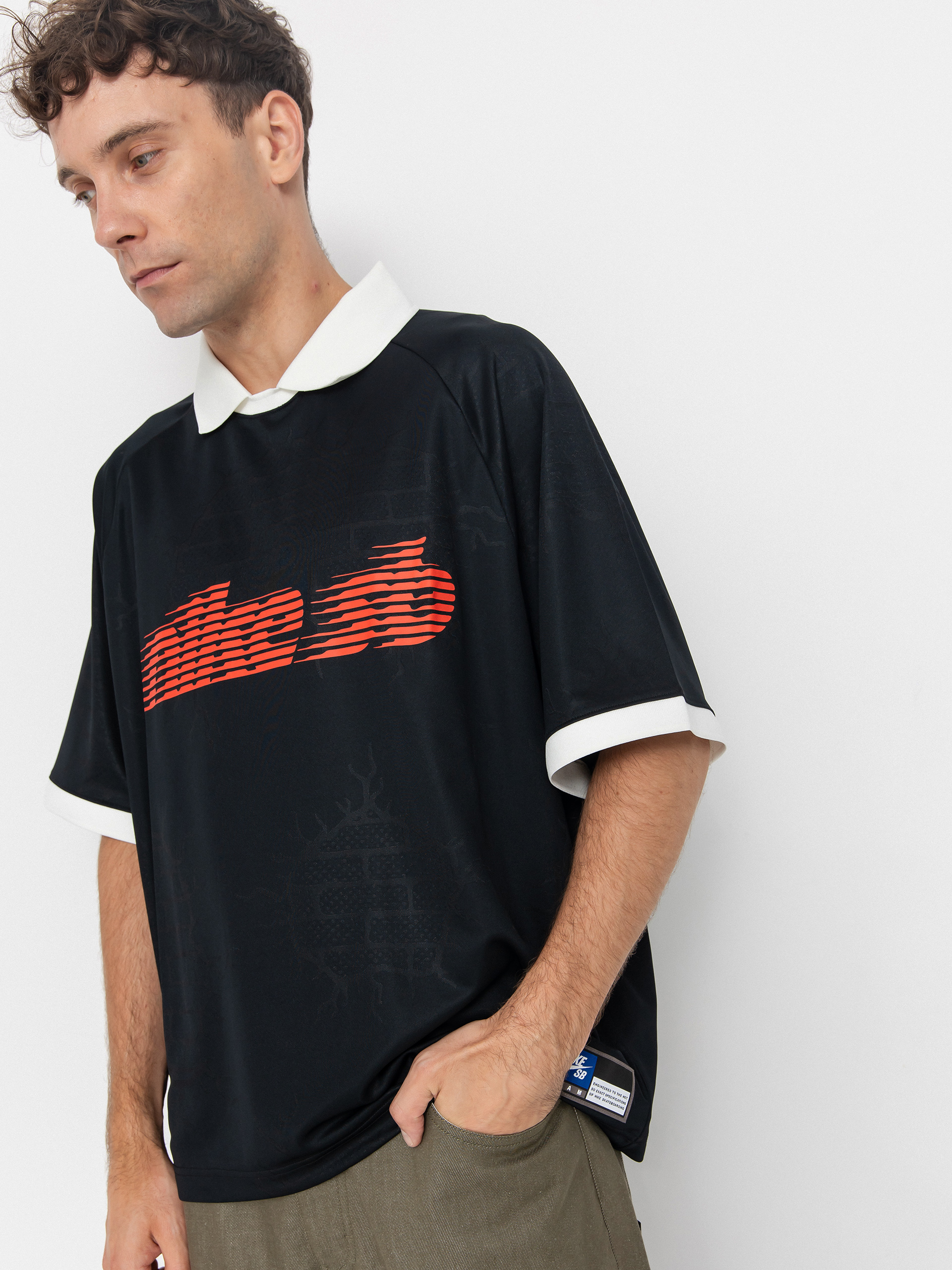 Тениска с яка Nike SB DF Jacquard Jersey (black/sail)