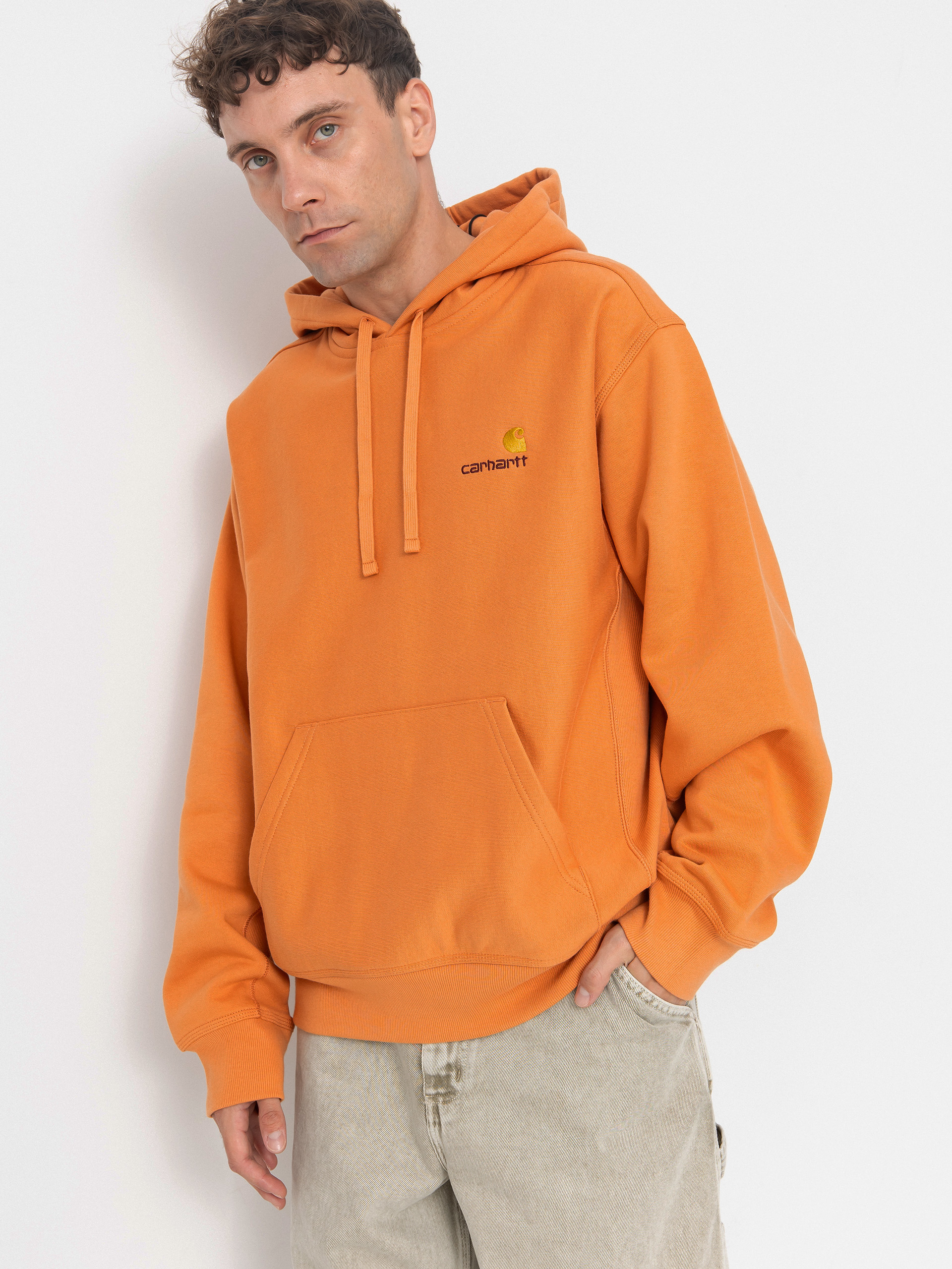 Суитшърт с качулка Carhartt WIP American Script HD (redhaven)
