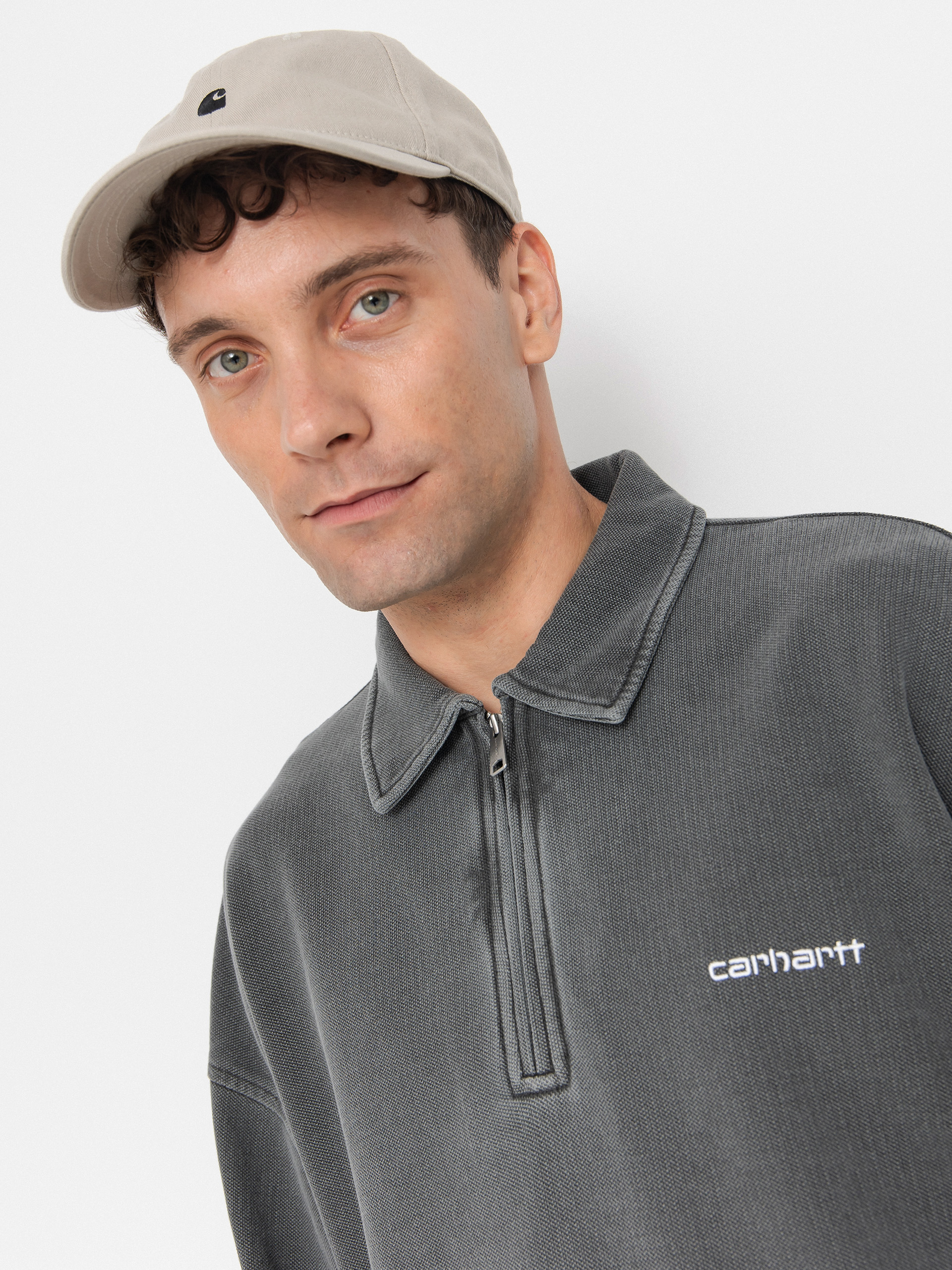 Суитшърт Carhartt WIP Piqué Script (black/white/garment dyed)