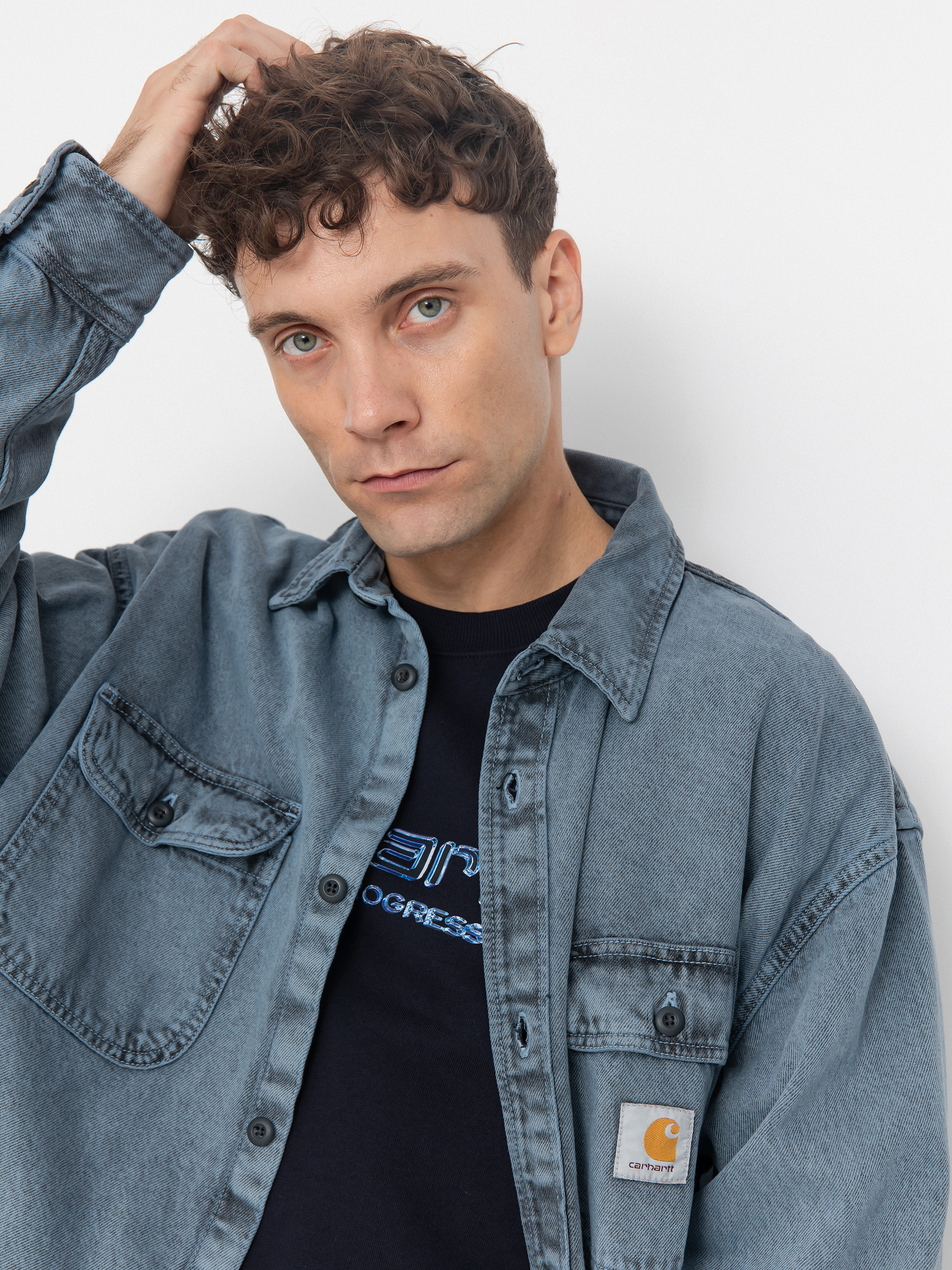 Яке Carhartt WIP Tigan (black/blue fog/garment dyed)