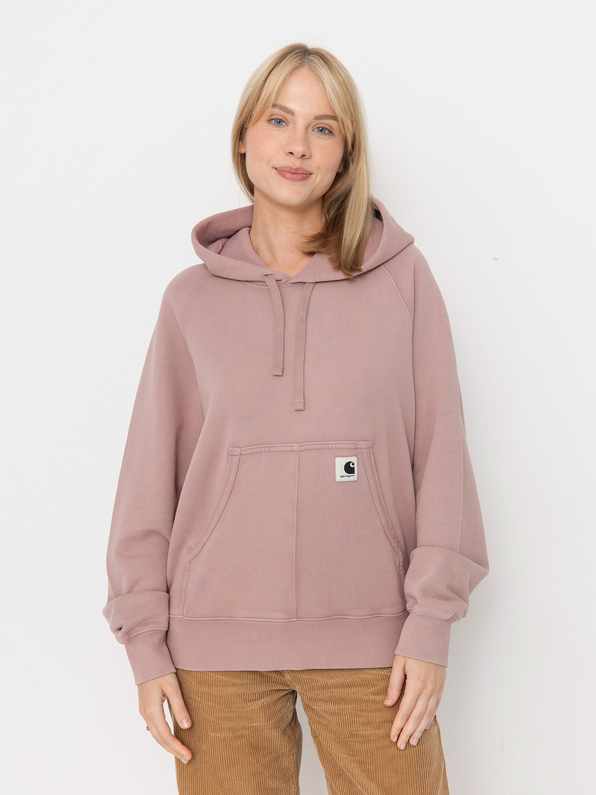 Суитшърт с качулка Carhartt WIP Hudson HD Wmn (daphne/chalk wash)