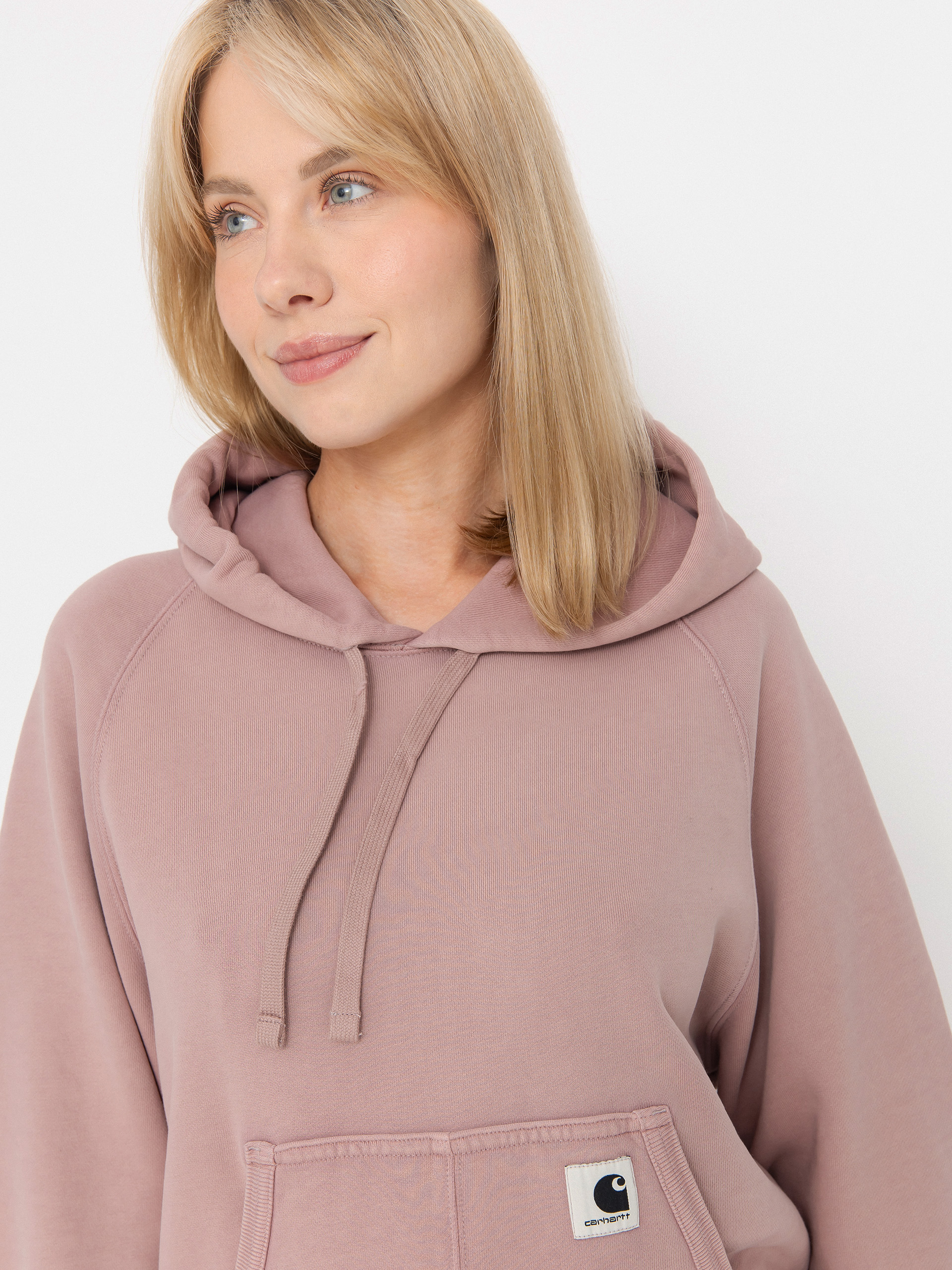 Суитшърт с качулка Carhartt WIP Hudson HD Wmn (daphne/chalk wash)