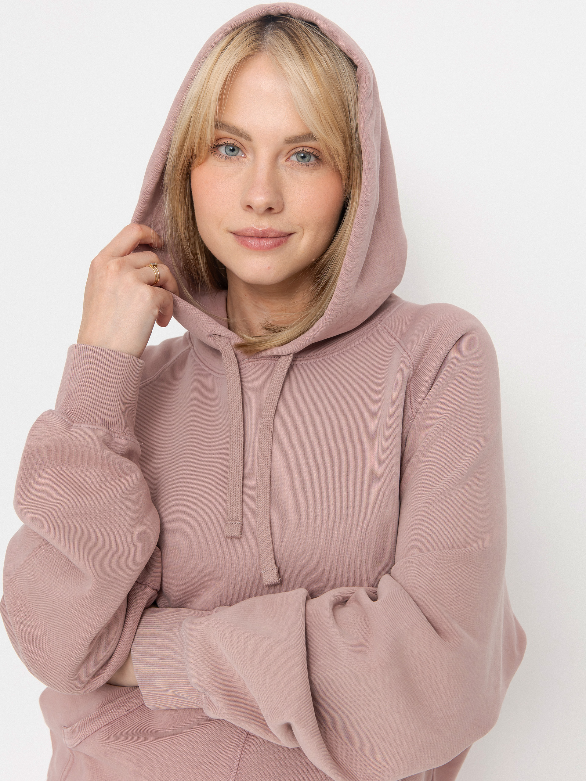 Суитшърт с качулка Carhartt WIP Hudson HD Wmn (daphne/chalk wash)