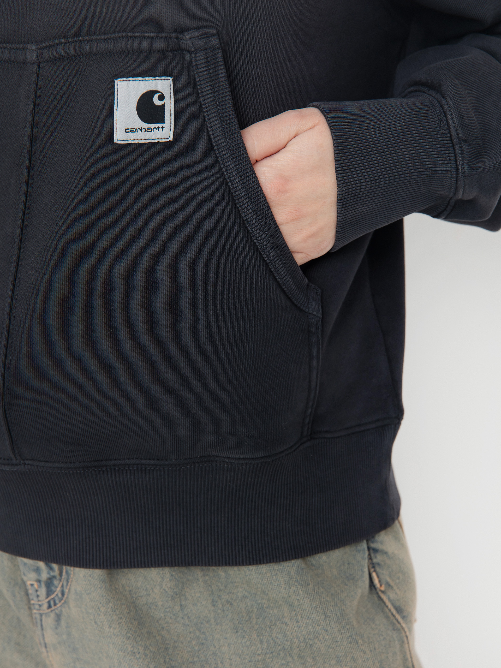 Суитшърт с качулка Carhartt WIP Hudson HD Wmn (black/chalk wash)