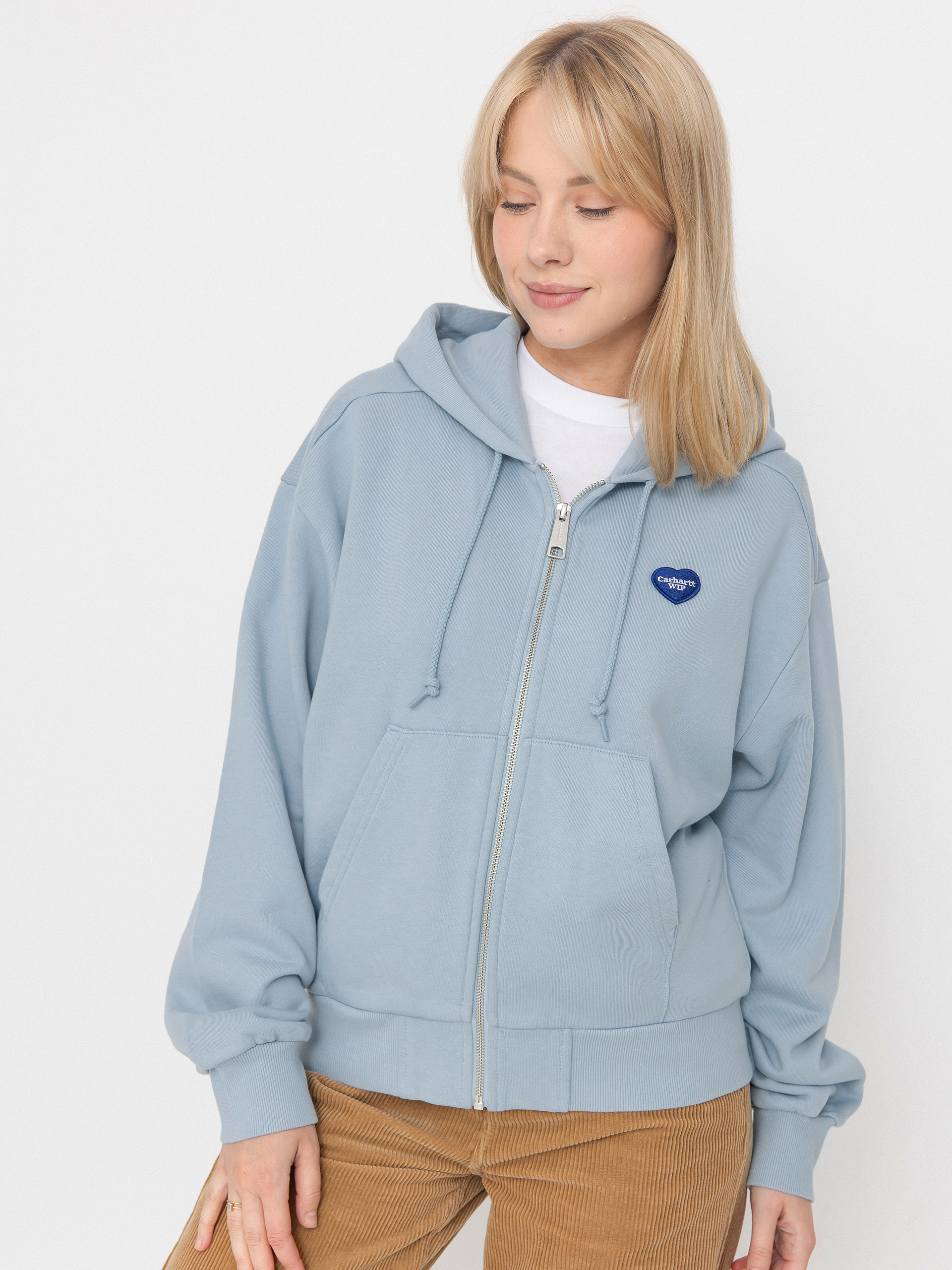 Суитшърт с качулка Carhartt WIP Heart II Hartt ZHD Wmn (blue fog)