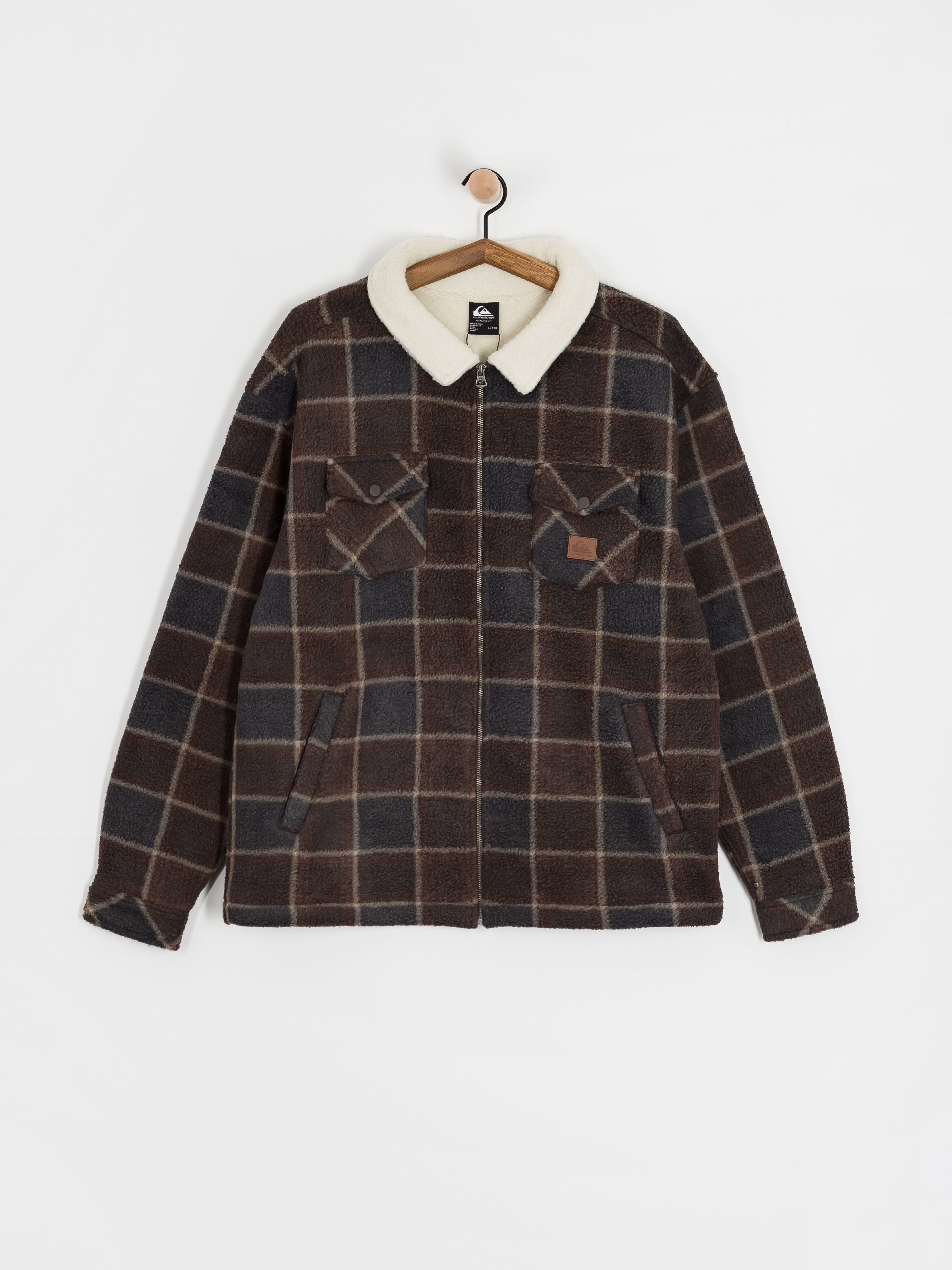 Мъжки Поларени суитшърт Quiksilver Sherpa Jacket (chocolate brown sherpa plaid)