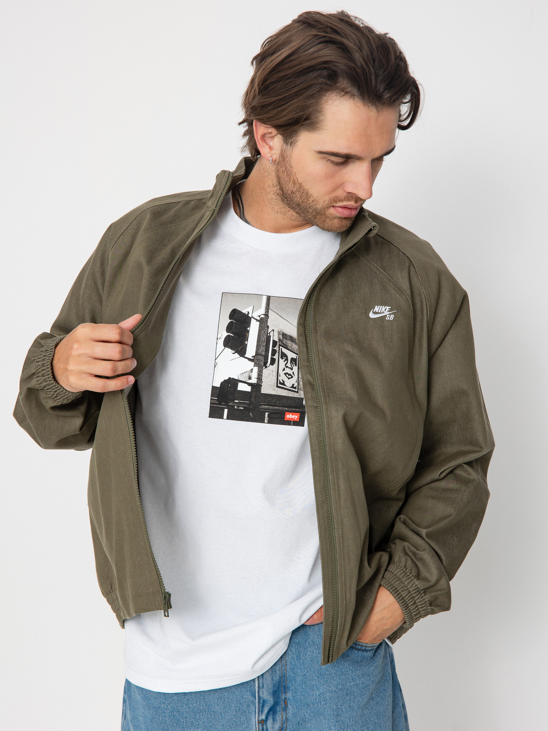 Яке Nike SB Denim FZ Trak (medium olive/white)