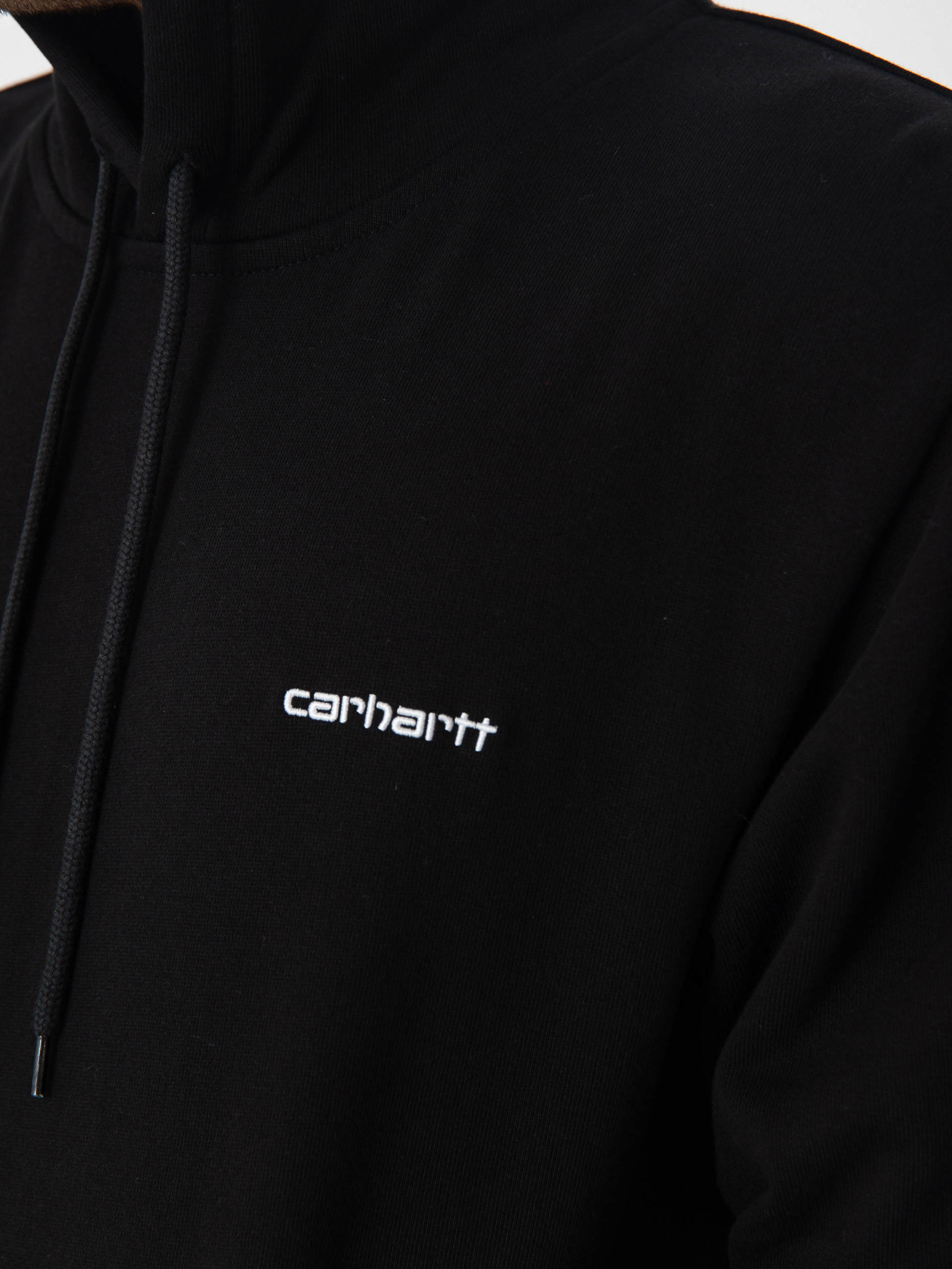 Суитшърт с качулка Carhartt WIP Script Embroidery HD (black/white)