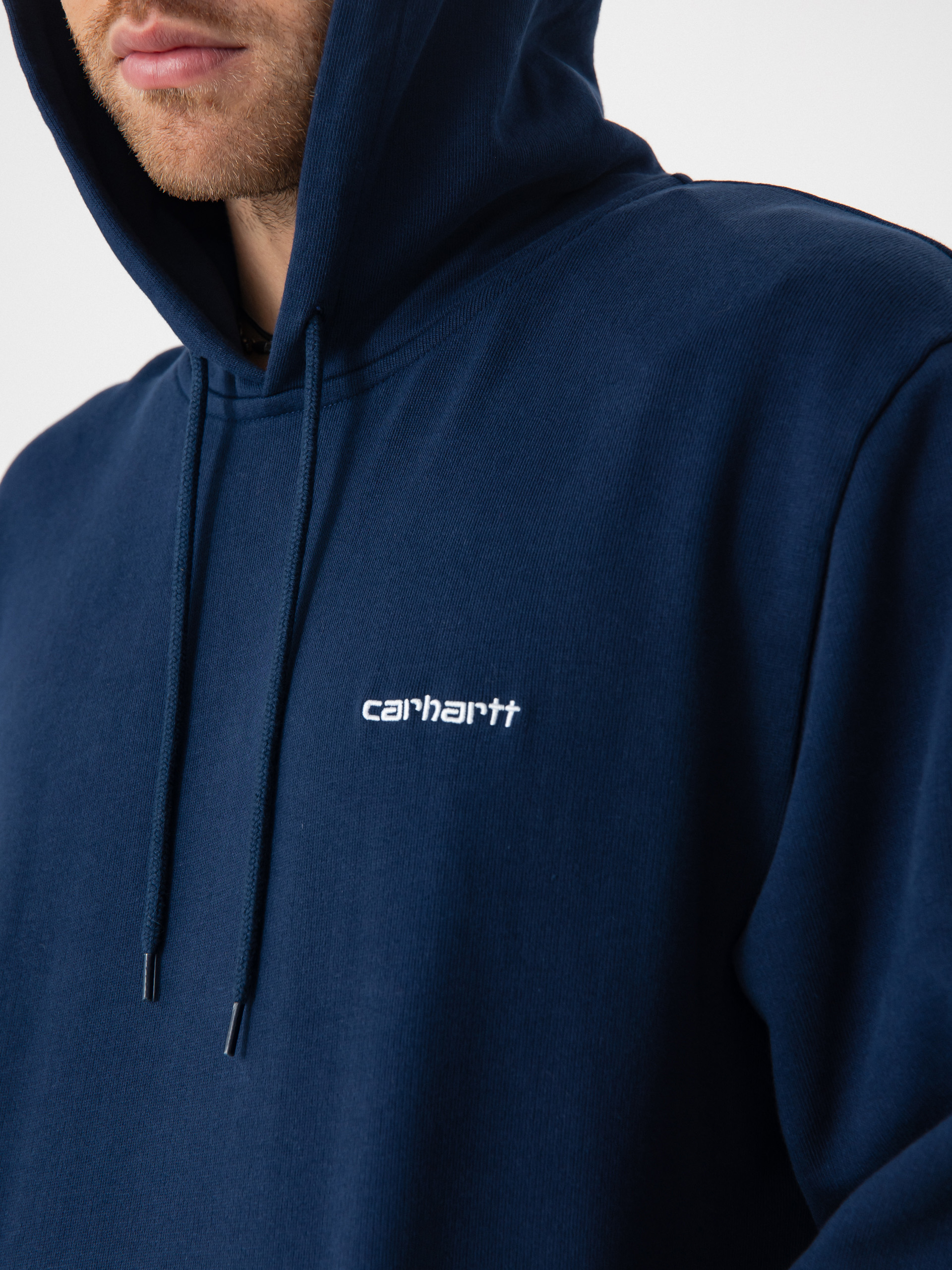 Суитшърт с качулка Carhartt WIP Script Embroidery HD (jupiter/white)