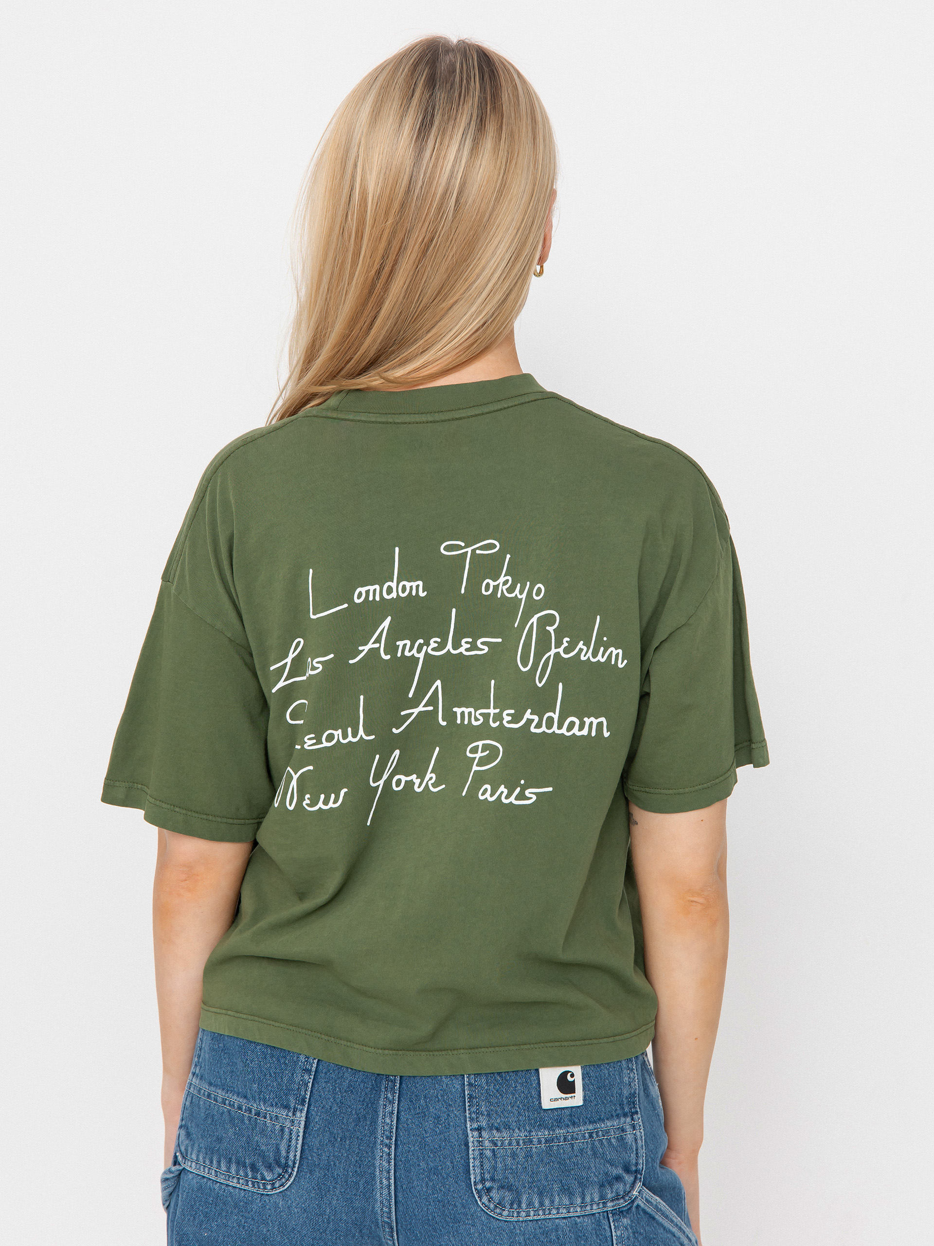 Тениска OBEY Obey Scripty Cities Wmn (bronze green)