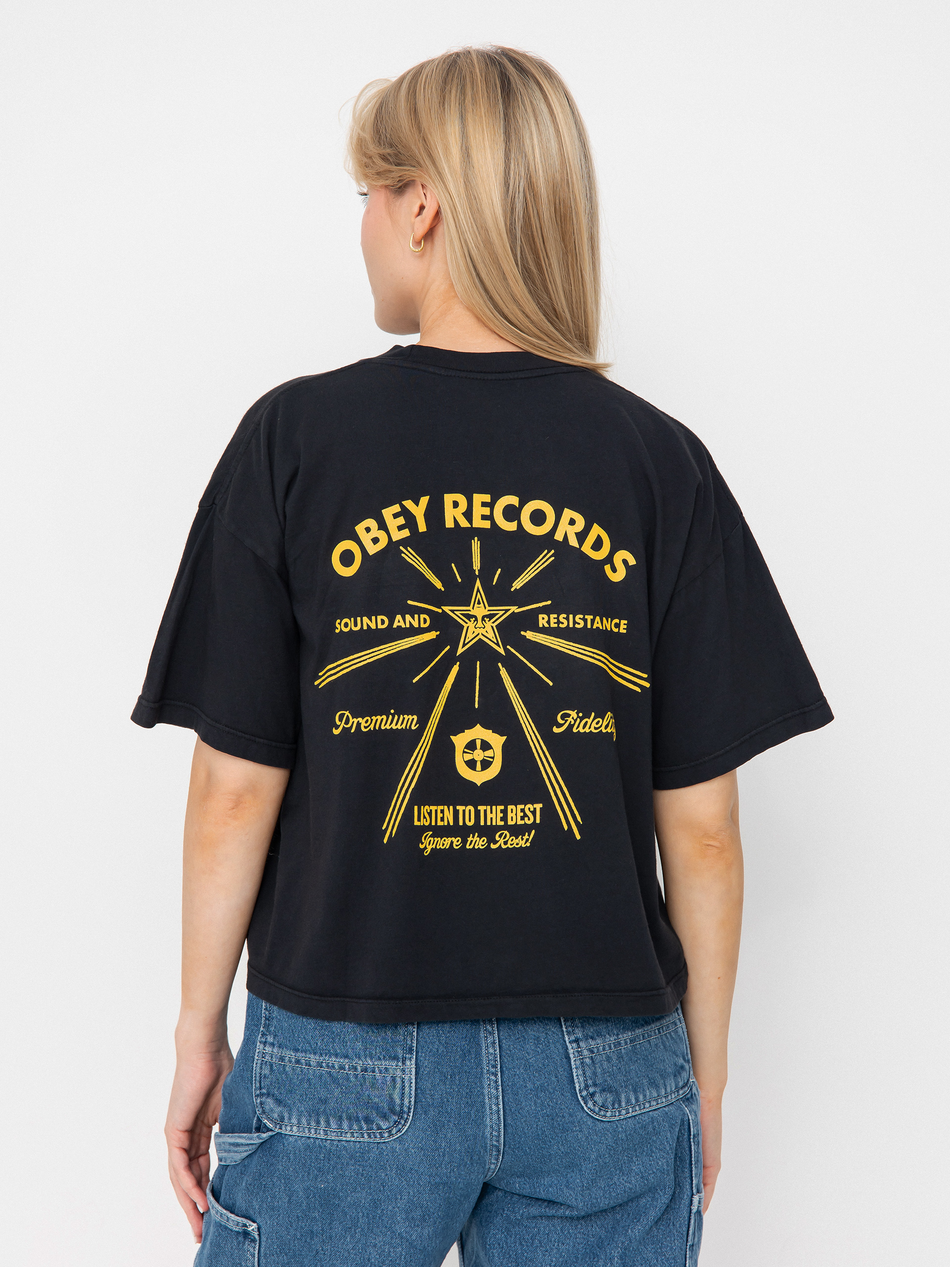 Тениска OBEY Obey Listen To The Best Wmn (digital black)
