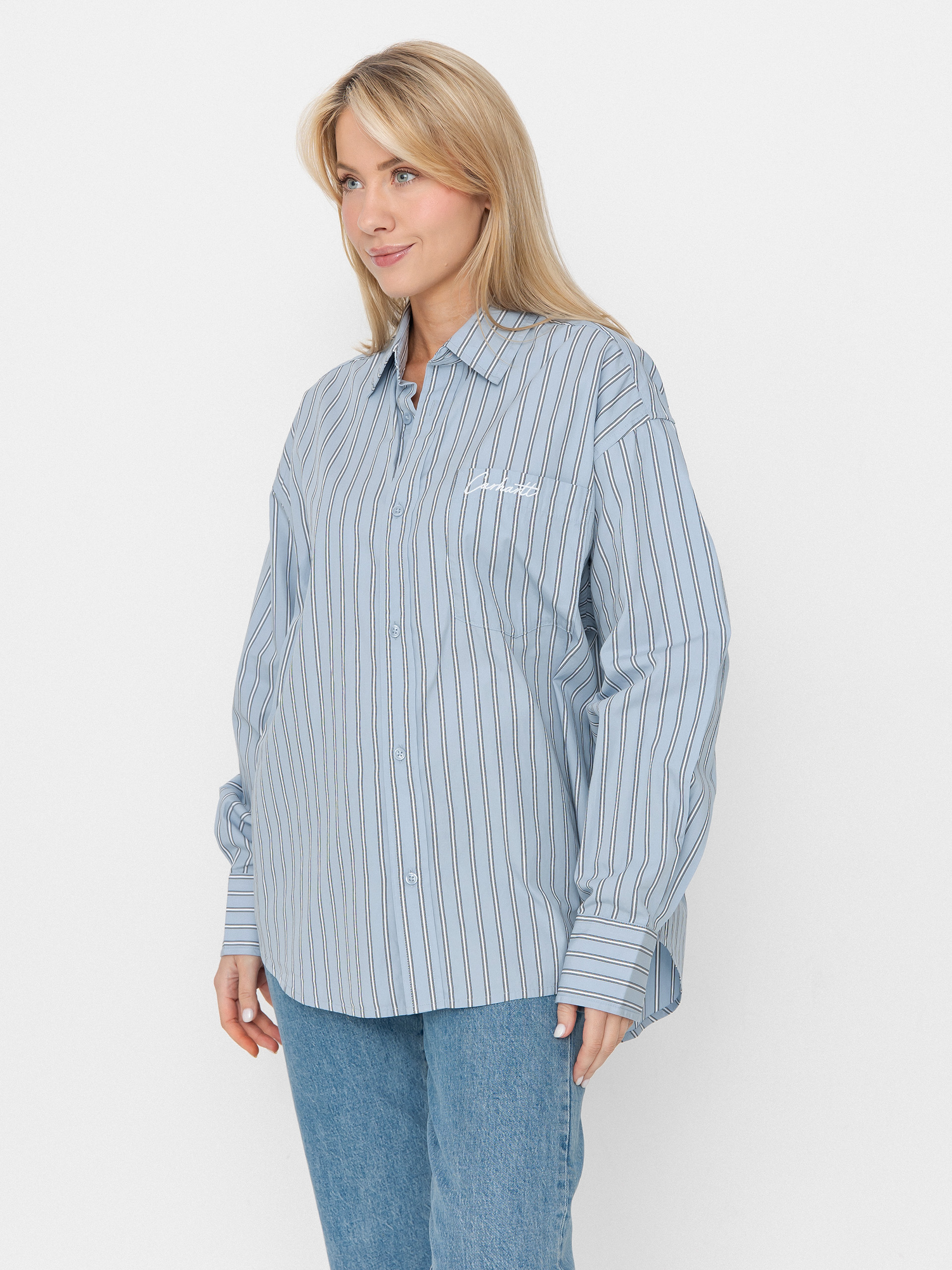 Риза Carhartt WIP Grimsby Wmn (grimsby stripe/blue fog)