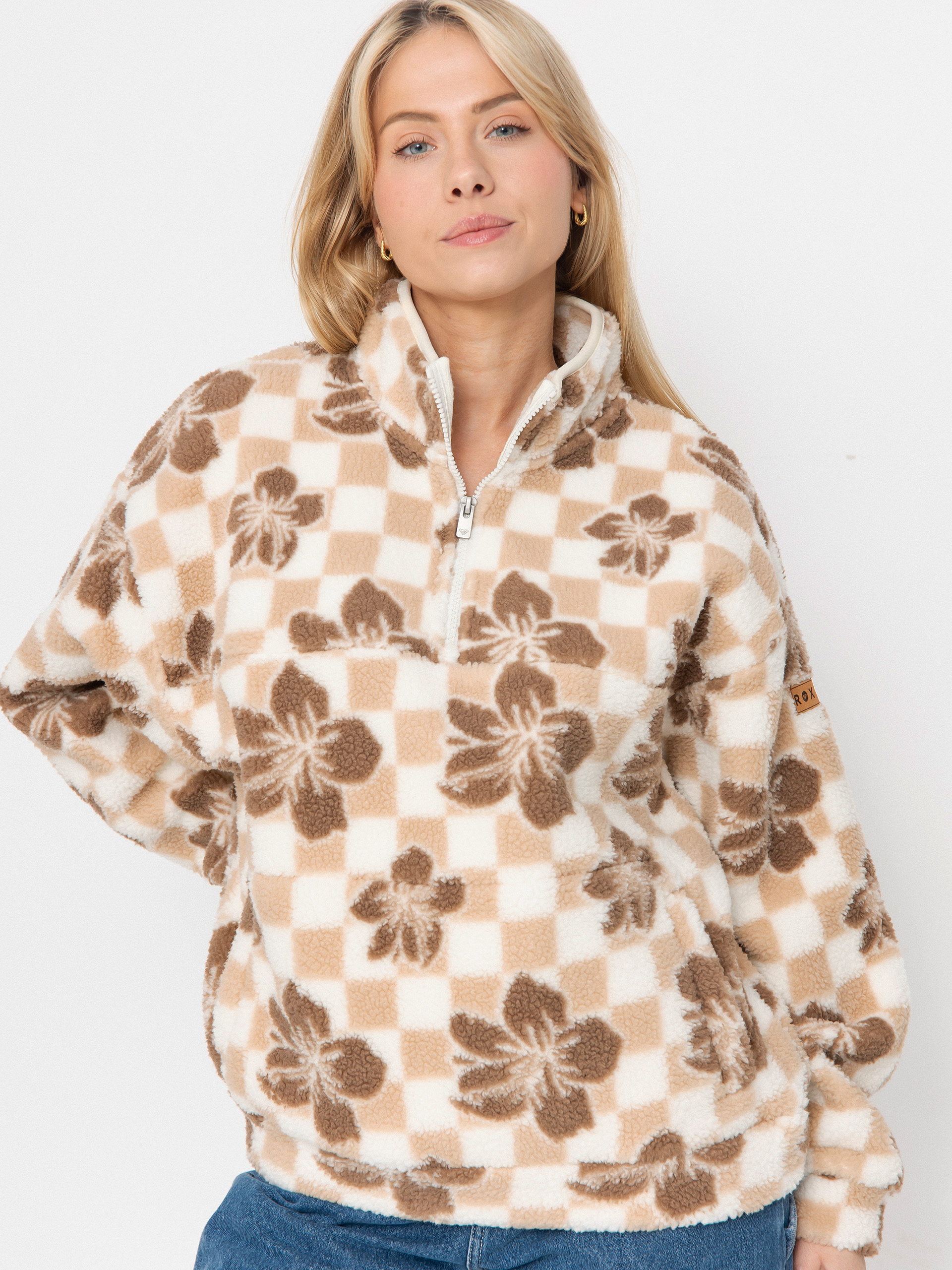 Дамски Поларени суитшърт Roxy Jive Talking Bonded (egret hibi square)