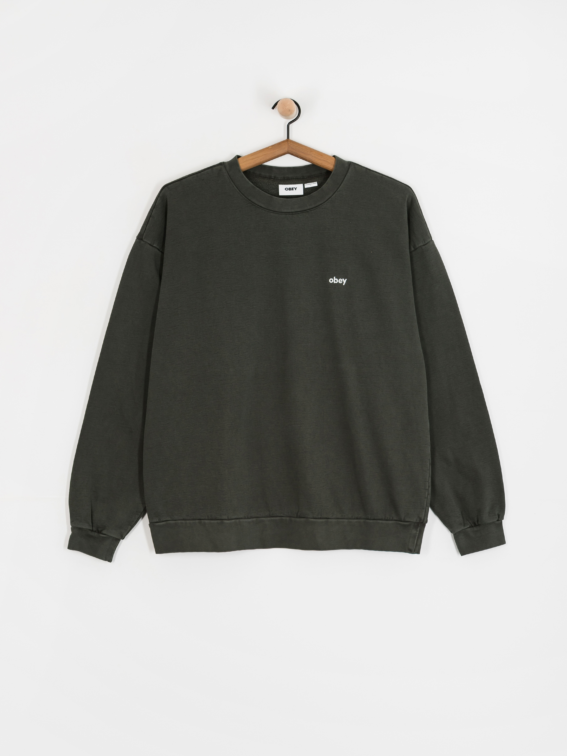 Суитшърт OBEY Lowercase Pigment Crew (pigment pirate black)