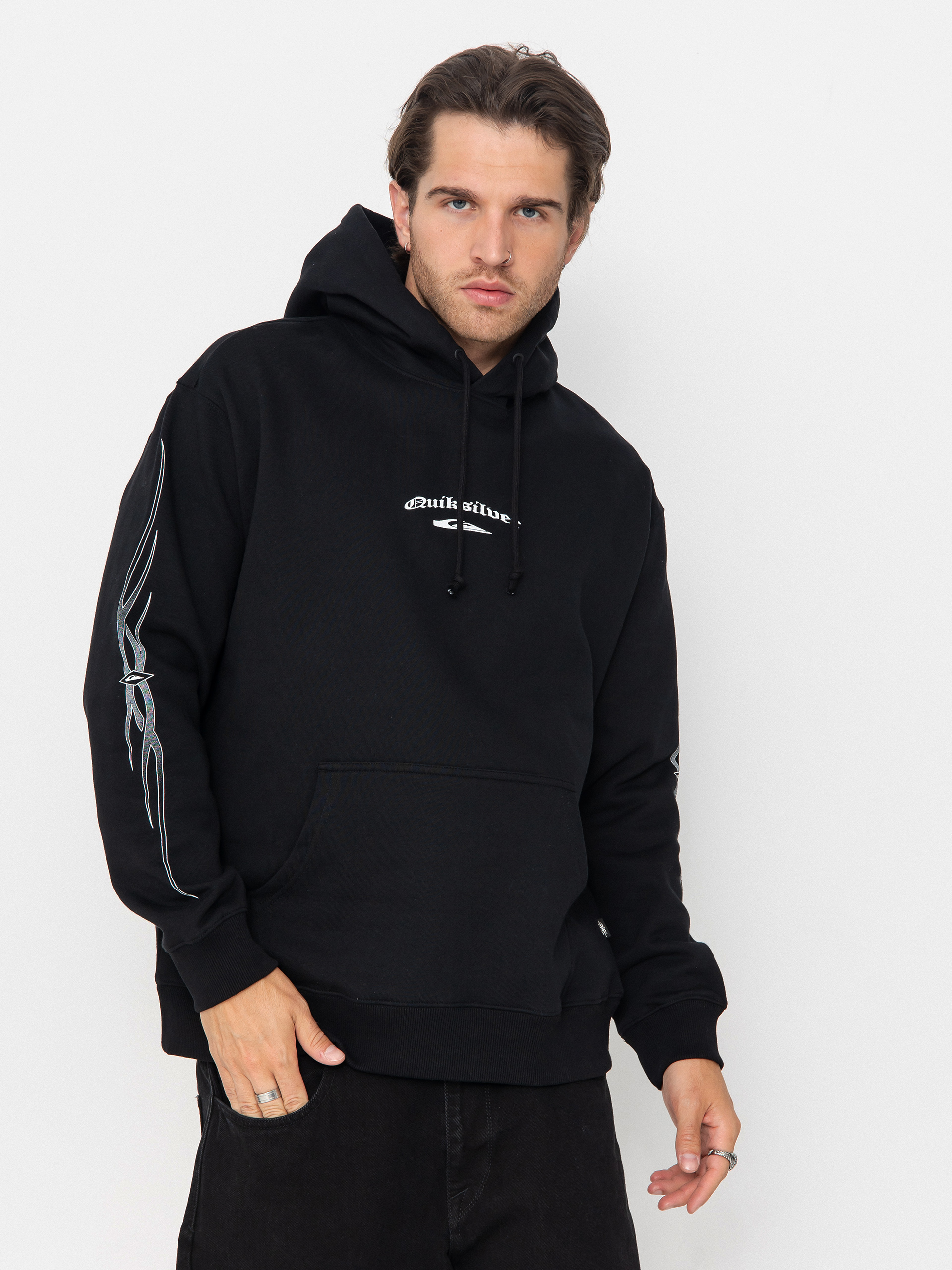 Суитшърт с качулка Quiksilver Stretch Tribal HD (black)