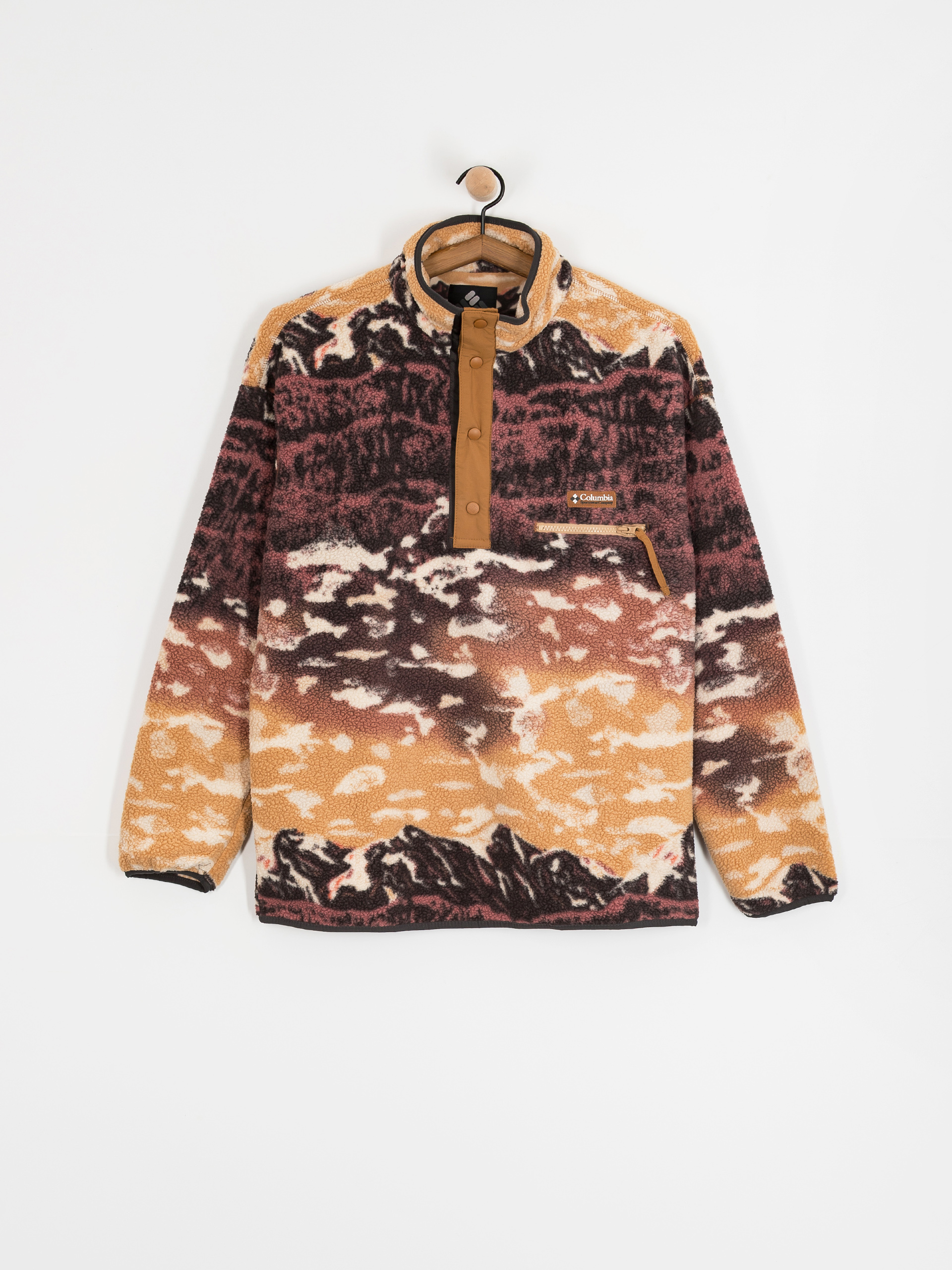 Мъжки Поларени суитшърт Columbia Helvetia II Printed Half Snap (camel brown sisters)