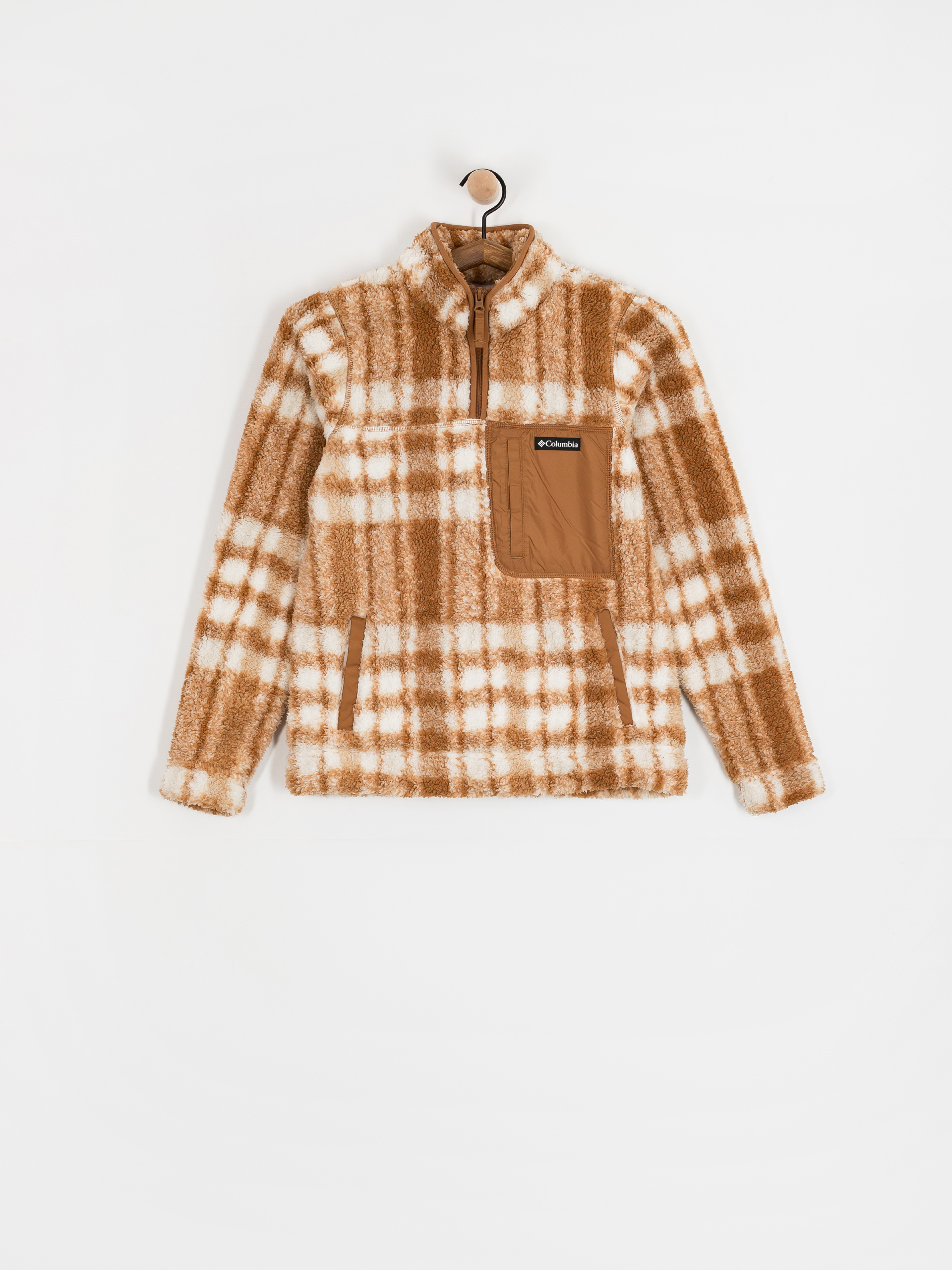Дамски Поларени суитшърт Columbia West Bend 1/4 Zip II (camel brown herringplaid)