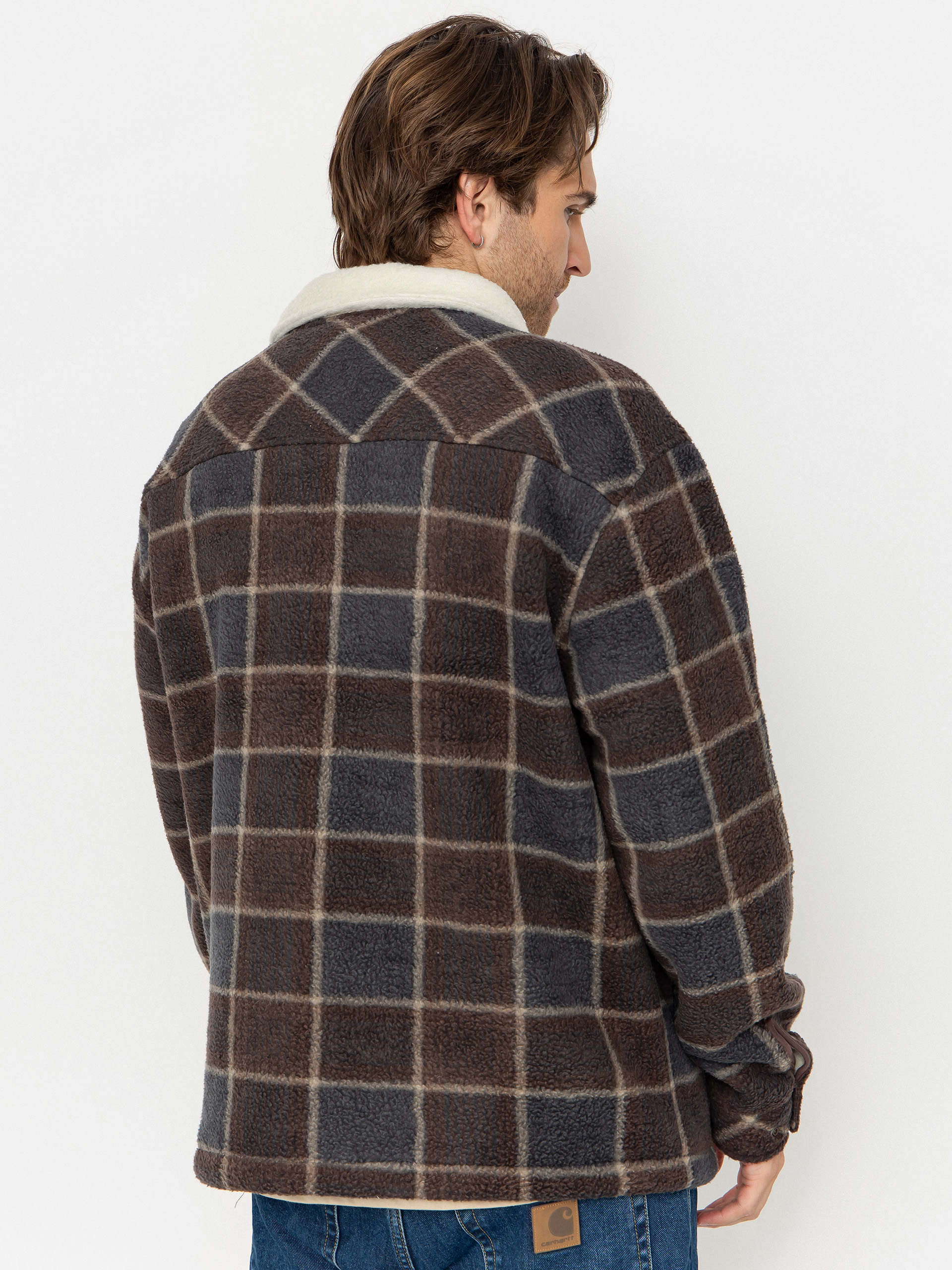 Мъжки Поларени суитшърт Quiksilver Sherpa Jacket (chocolate brown sherpa plaid)