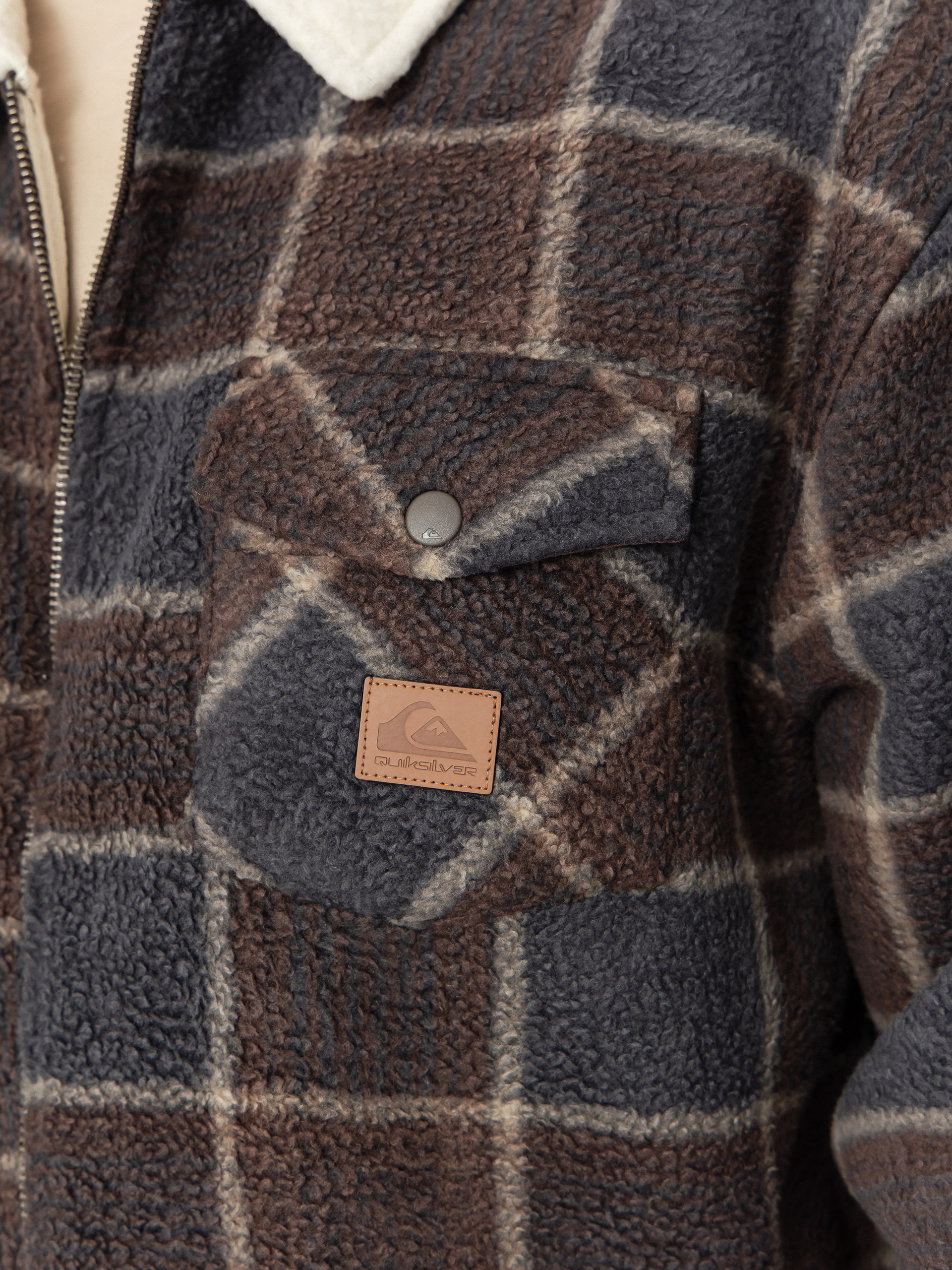 Мъжки Поларени суитшърт Quiksilver Sherpa Jacket (chocolate brown sherpa plaid)