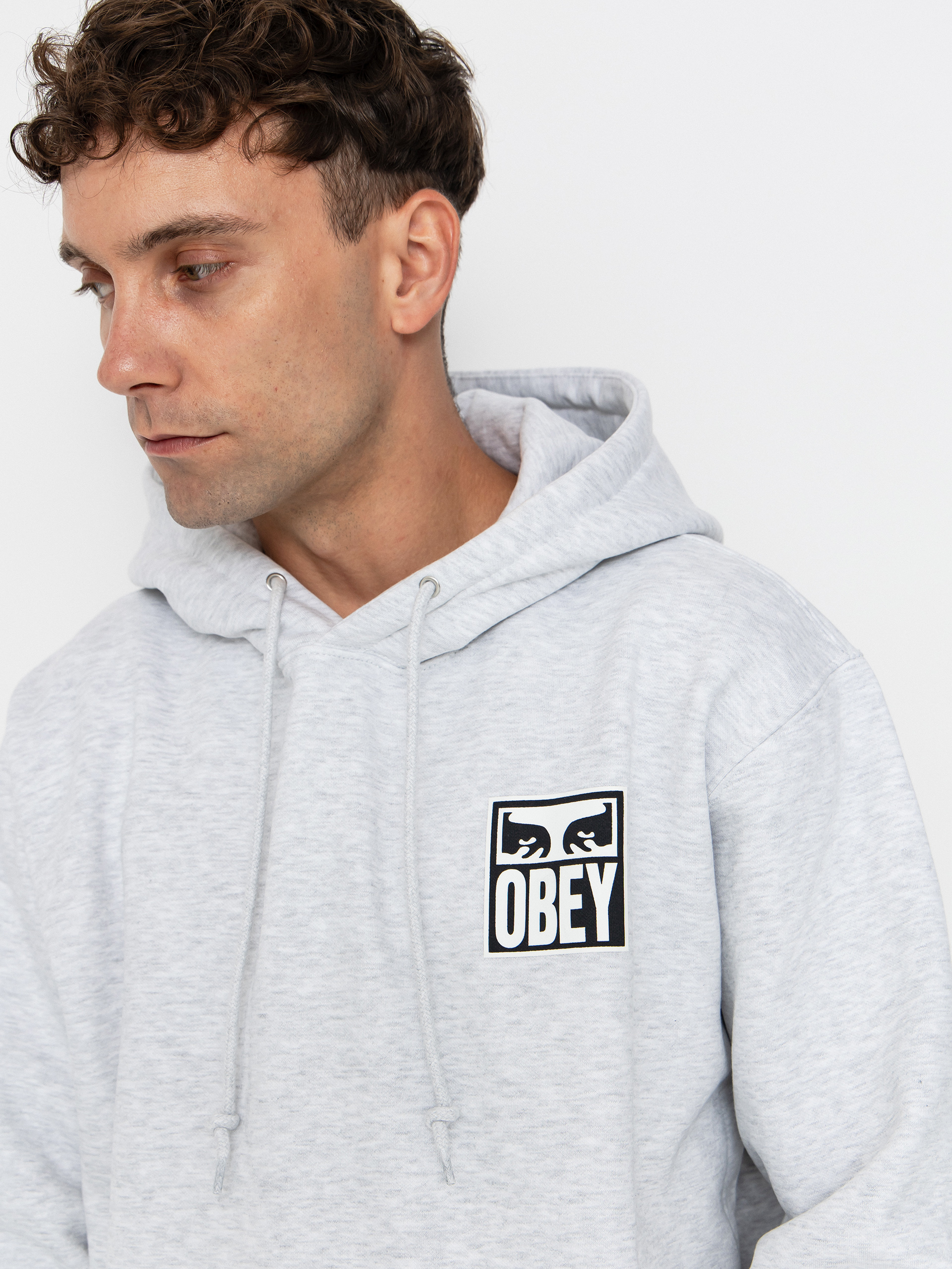 Суитшърт с качулка OBEY Obey Eyes Icon HD (heather grey)