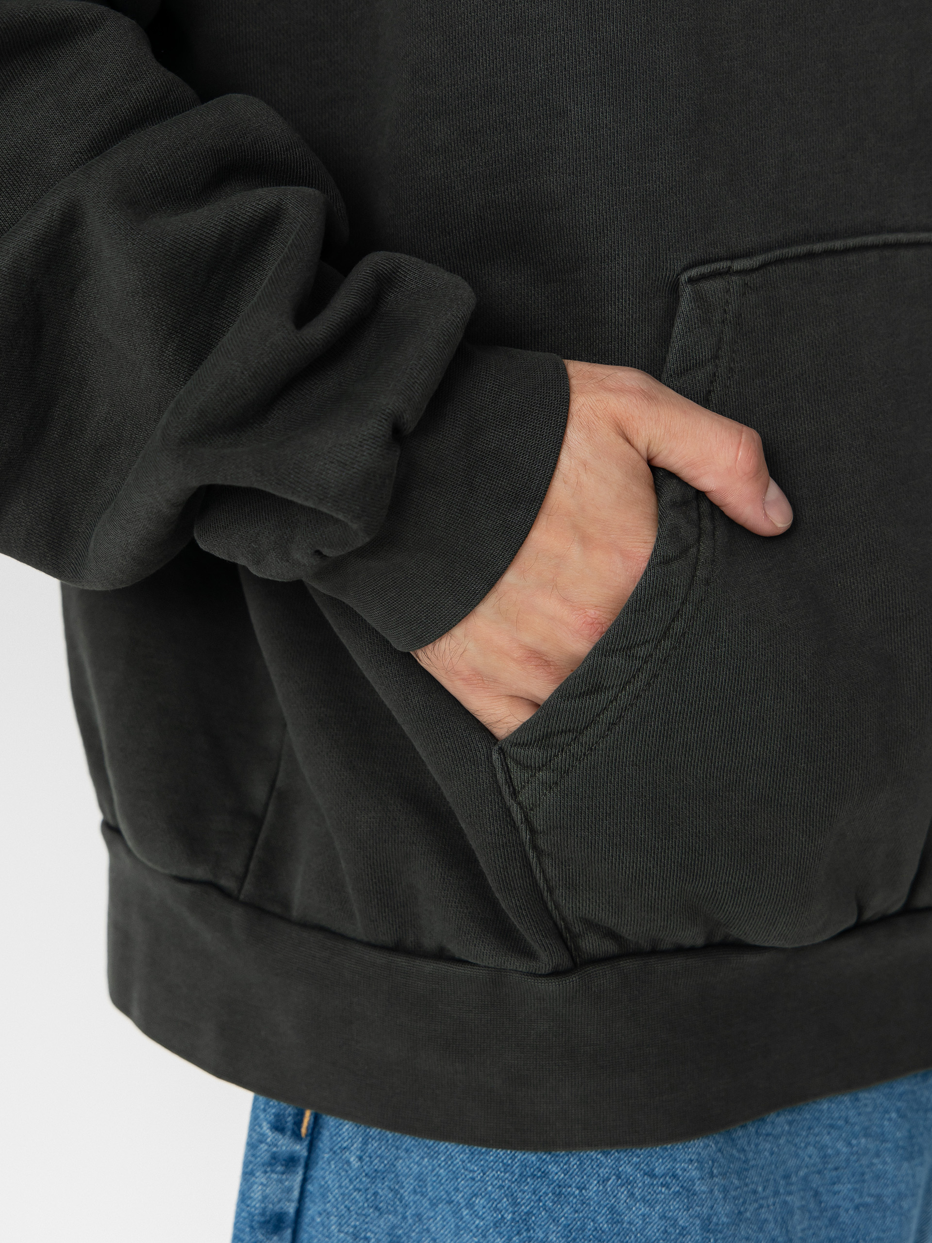 Суитшърт с качулка OBEY Lowercase Pigment HD (pigment pirate black)