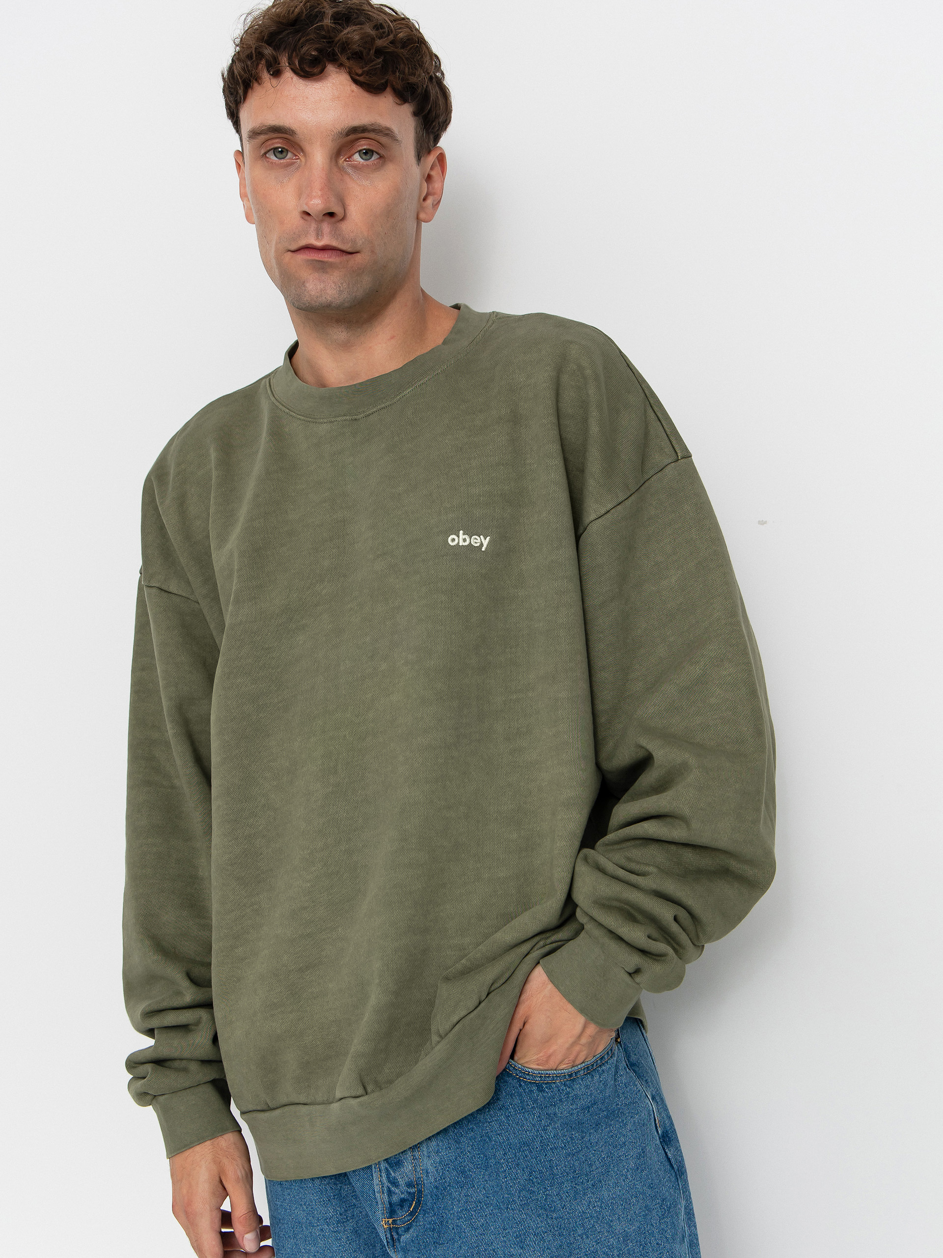 u0421u0443u0438u0442u0448u044au0440u0442 OBEY Lowercase Pigment Crew (pigment deep lichen green)