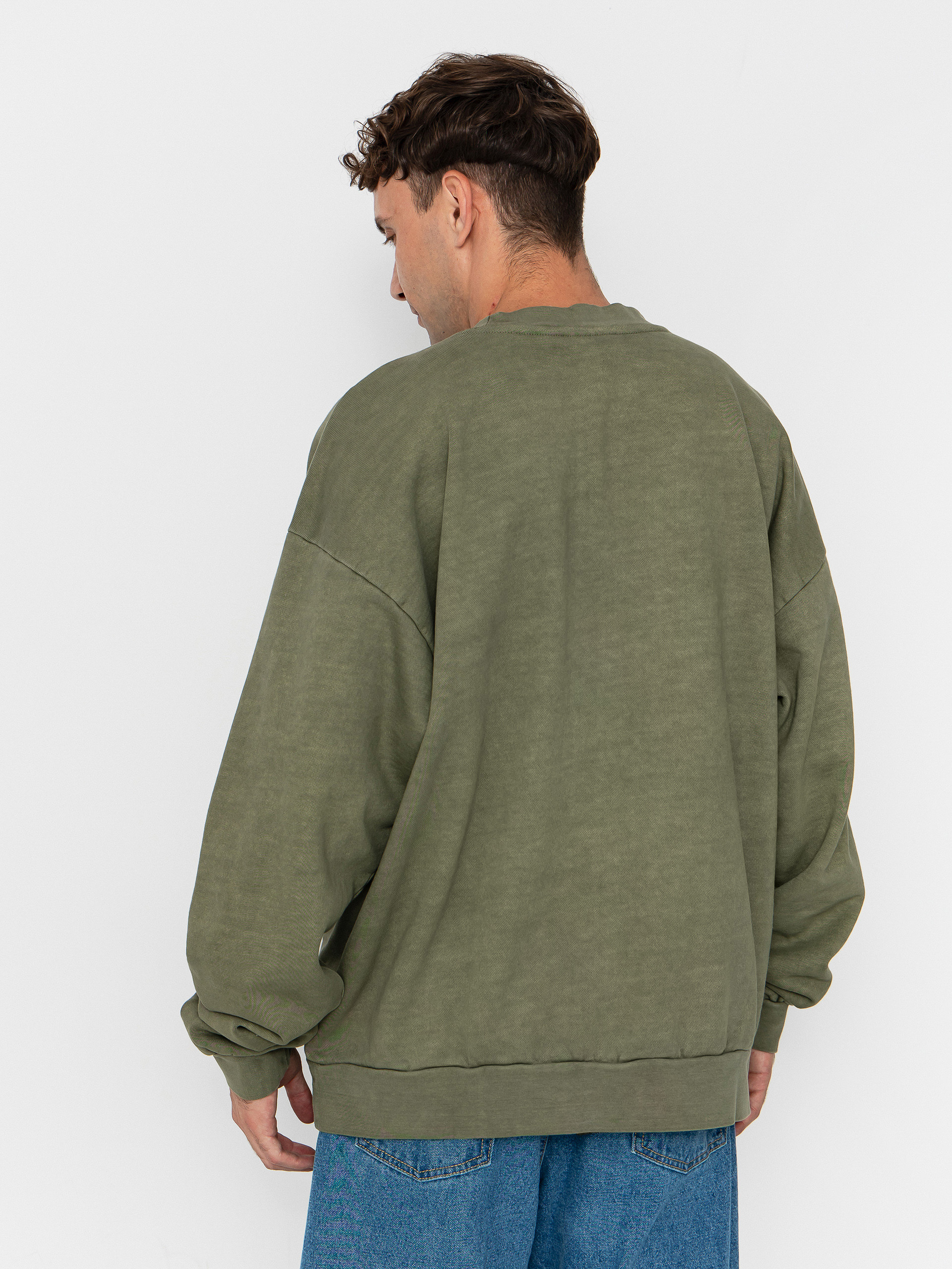 Суитшърт OBEY Lowercase Pigment Crew (pigment deep lichen green)