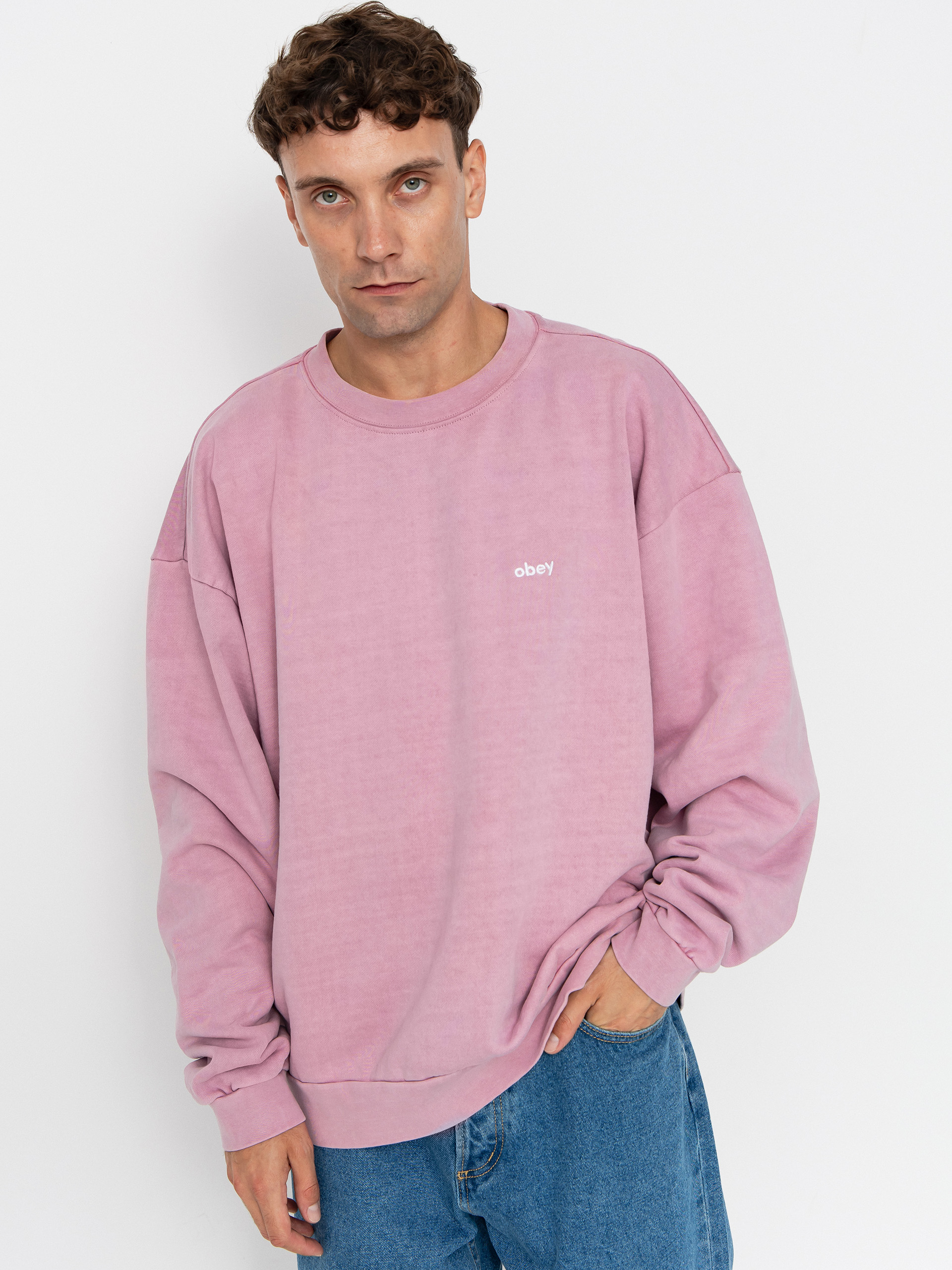 Суитшърт OBEY Lowercase Pigment Crew (pigment lilac)