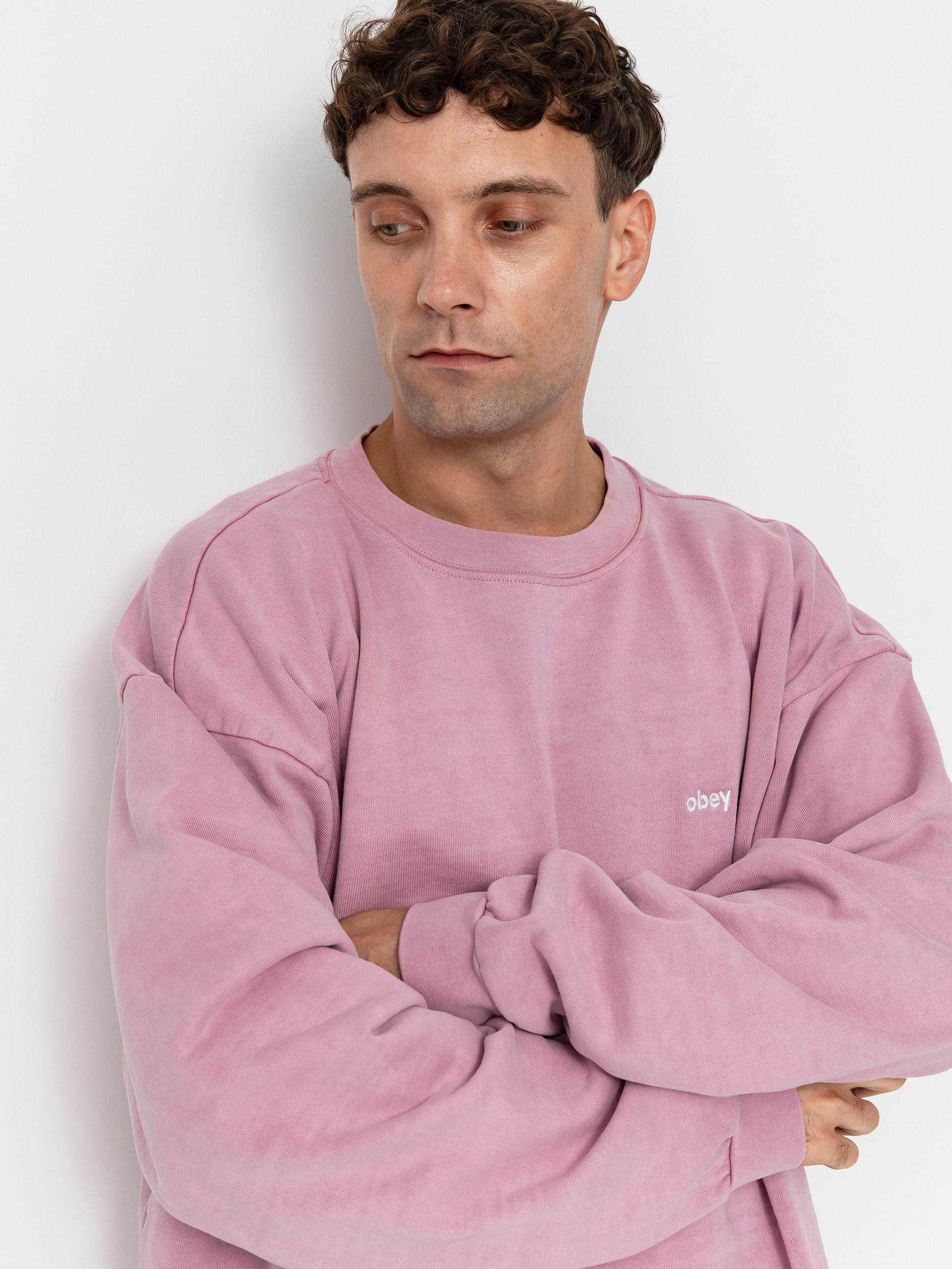 Суитшърт OBEY Lowercase Pigment Crew (pigment lilac)