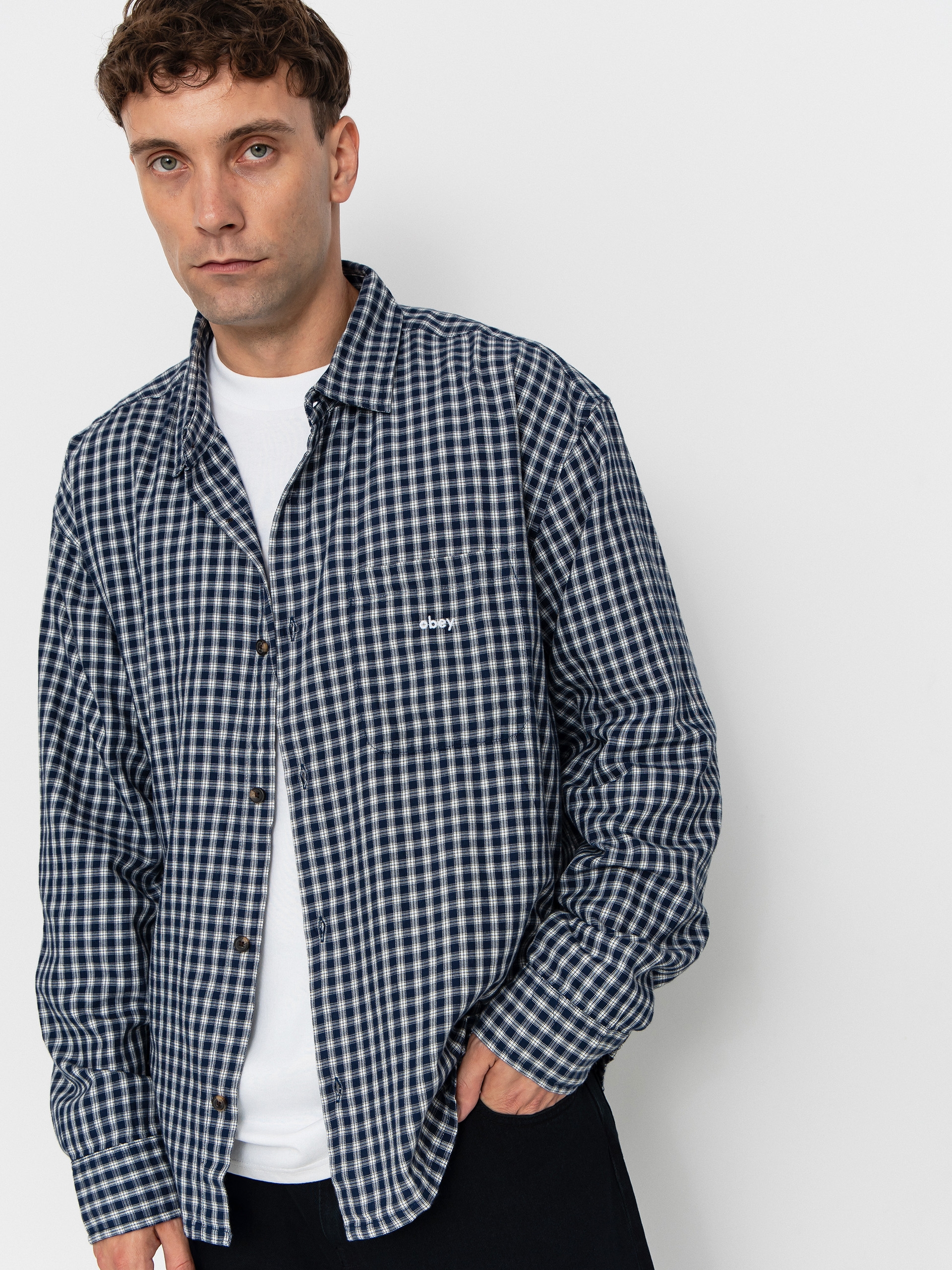 Риза OBEY Bigwig Andy Woven (academy navy multi)