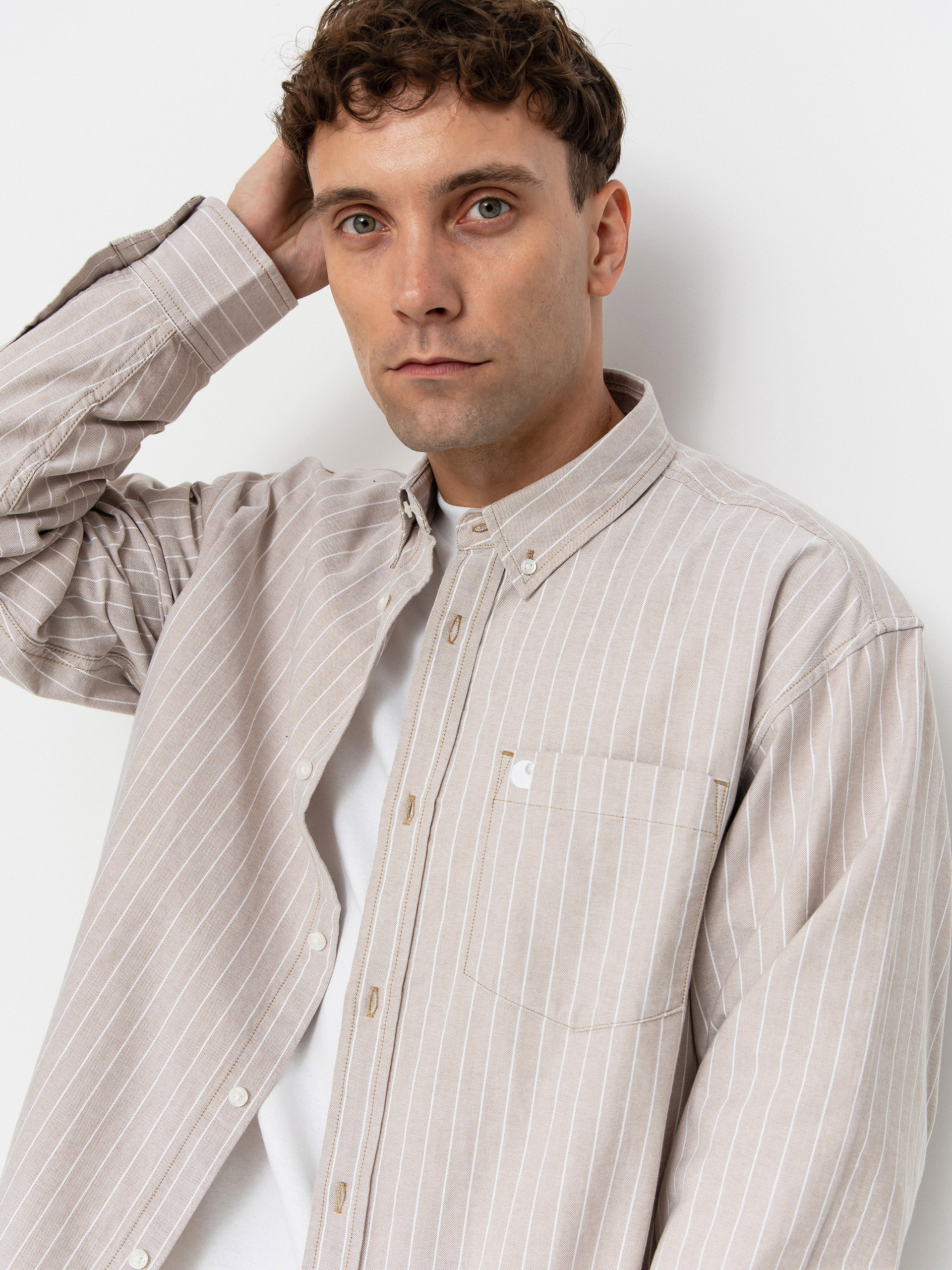 Риза Carhartt WIP Cassel (cassel stripe/peanut/white)