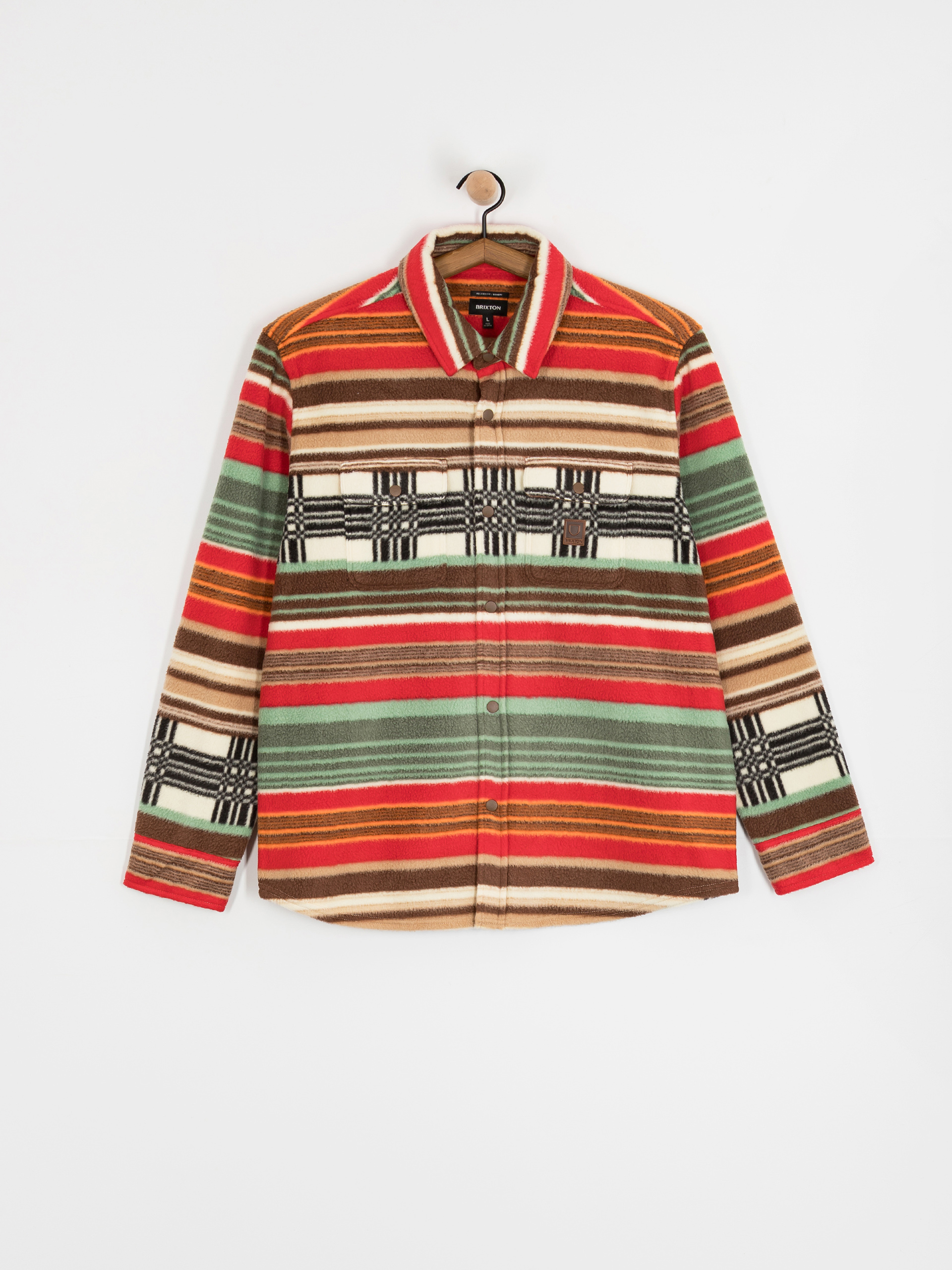 Риза Brixton Bowery Arctic Stretch Flee (multi blanket stripe)