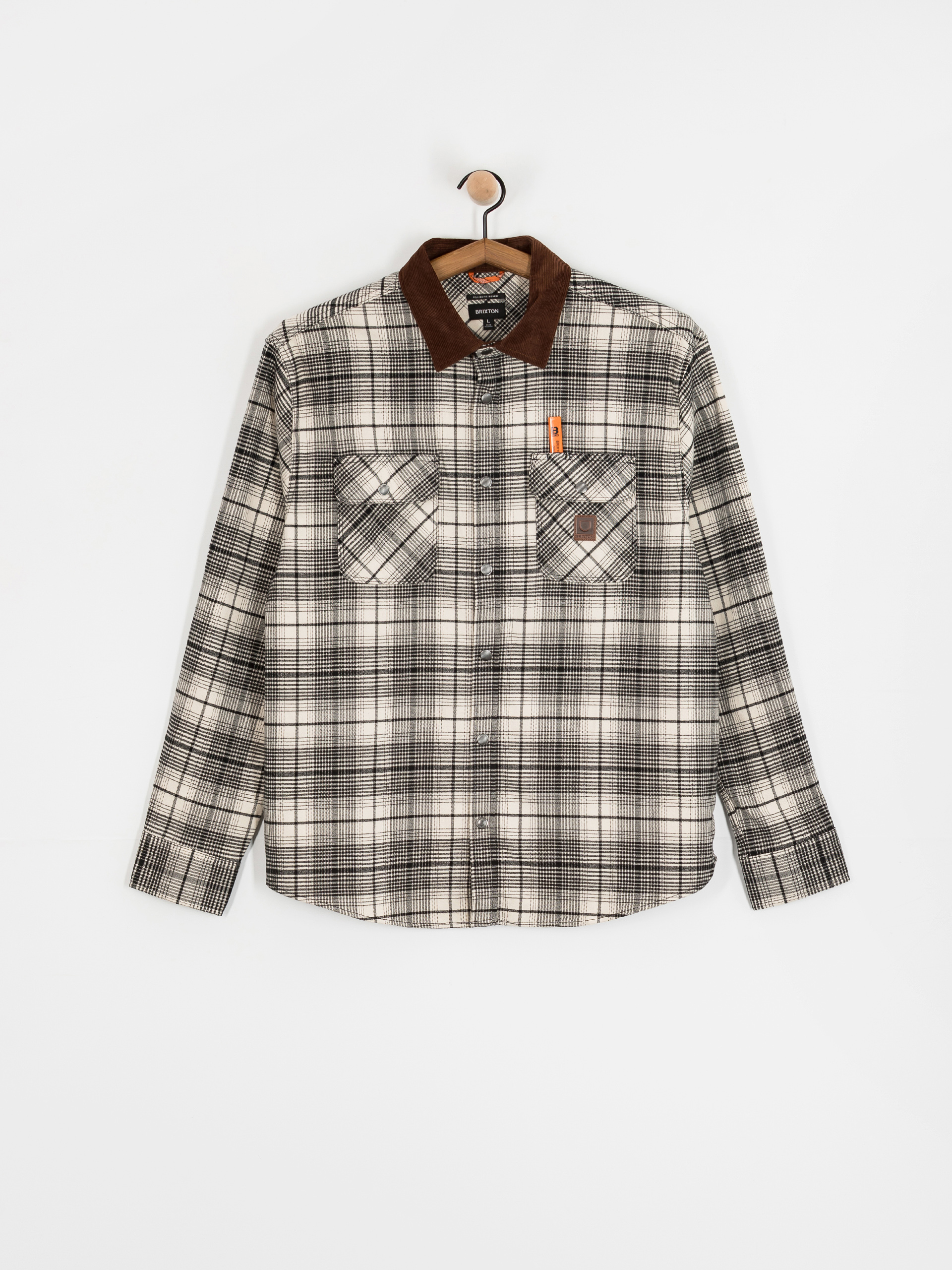 Риза Brixton Builders Bowery Perf Flannel (off white/black)