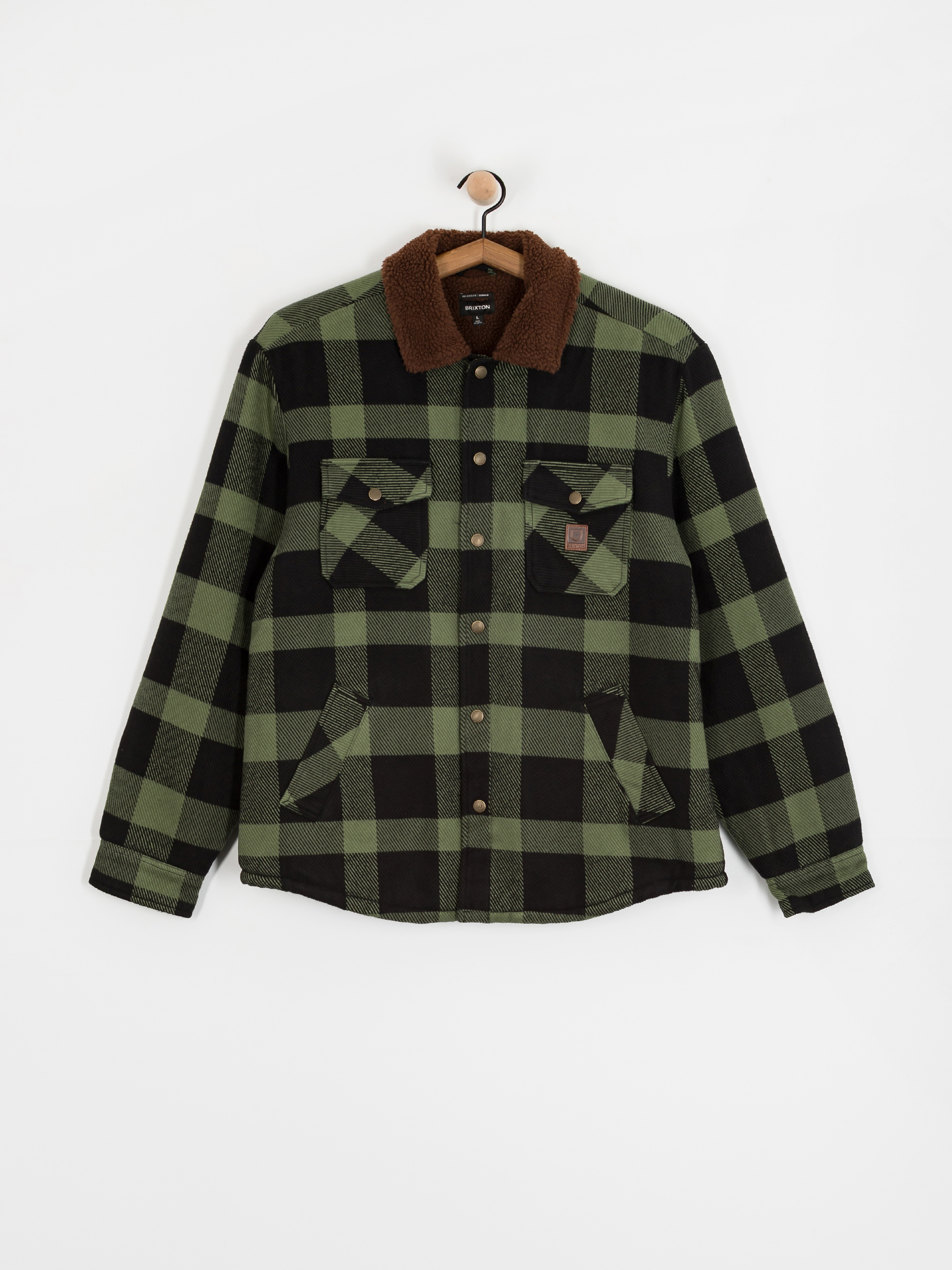 Яке Brixton Durham Lined (black/wild green flannel)