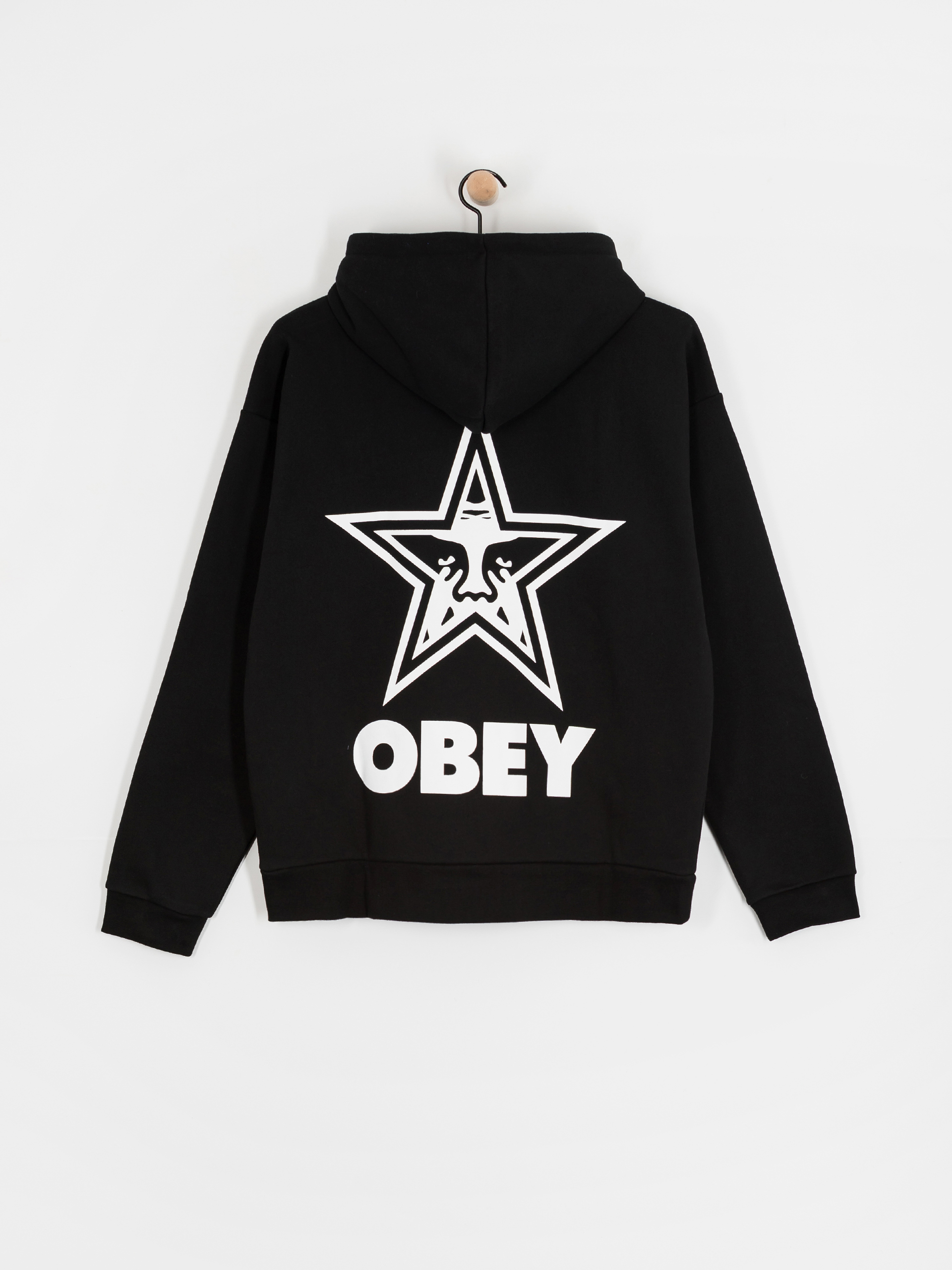 Суитшърт с качулка OBEY Bold Star Extra Heavy HD (black)