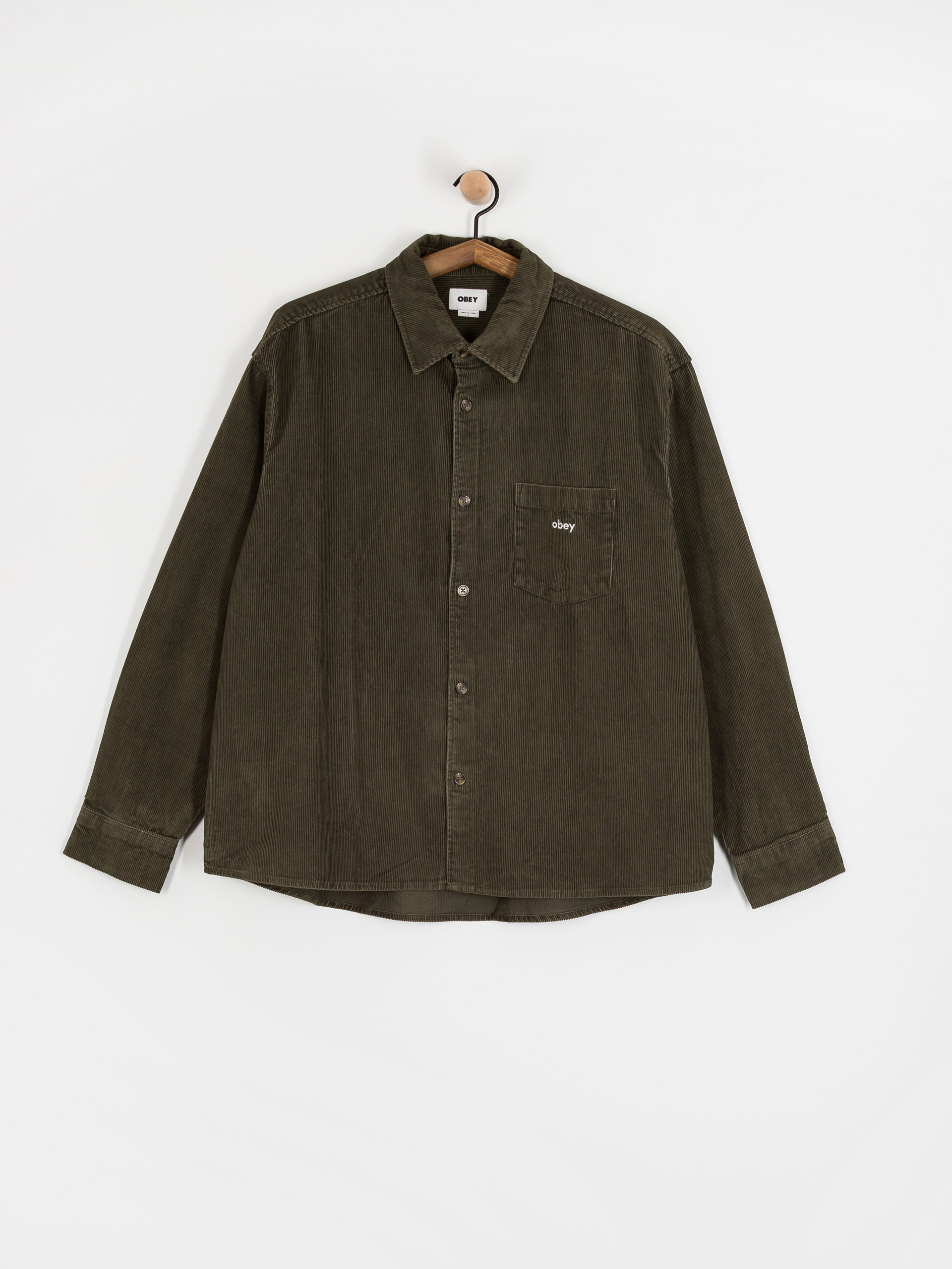 Риза OBEY Buckley Corduroy Woven (black olive faded wash)
