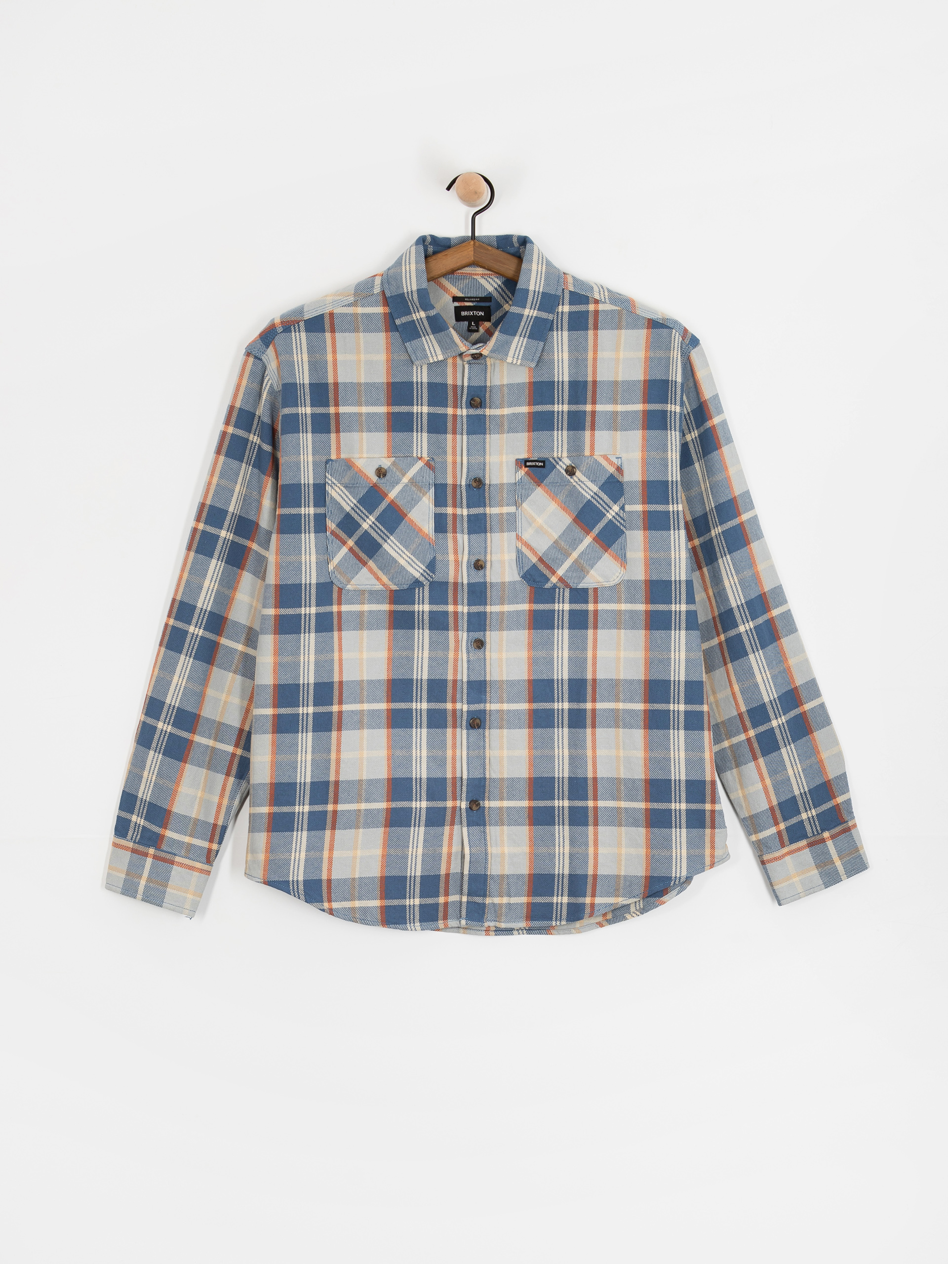 Риза Brixton Vintage Wash Flannel (blue/soft blue/orange)
