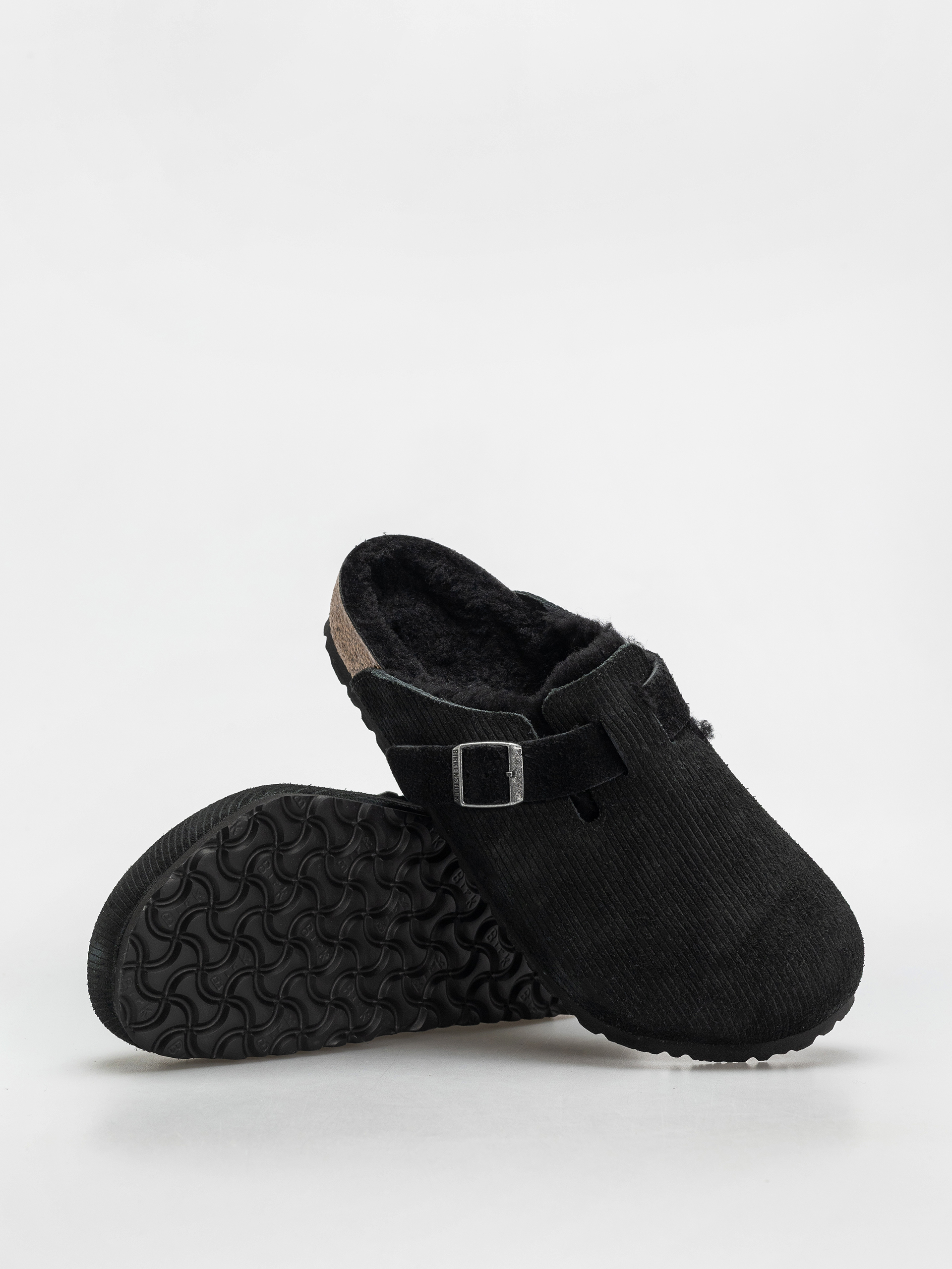 Чехли Birkenstock Boston VL Fell Suede Leather Fur Regular Wmn (corduroy black)