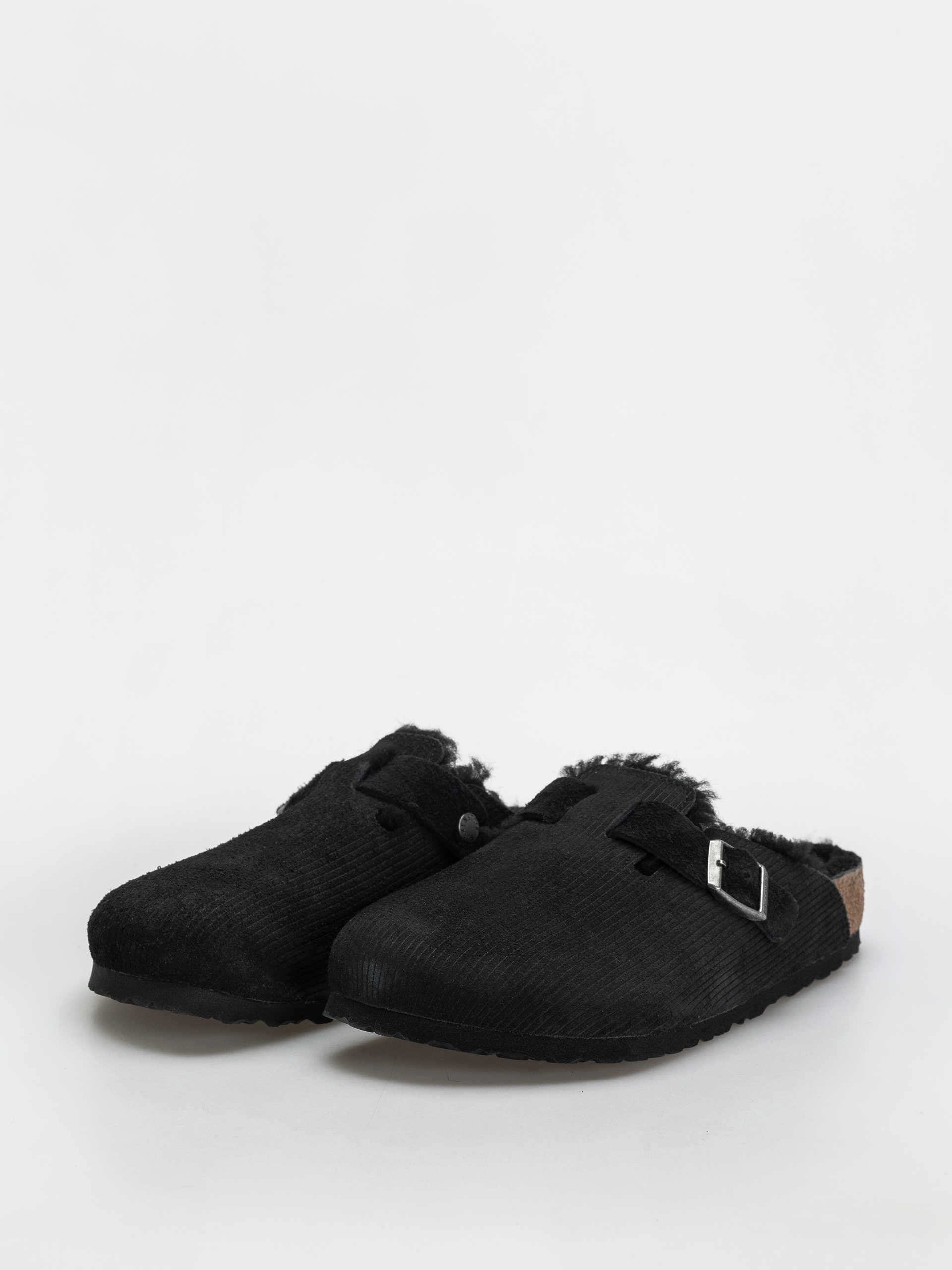Чехли Birkenstock Boston VL Fell Suede Leather Fur Regular Wmn (corduroy black)