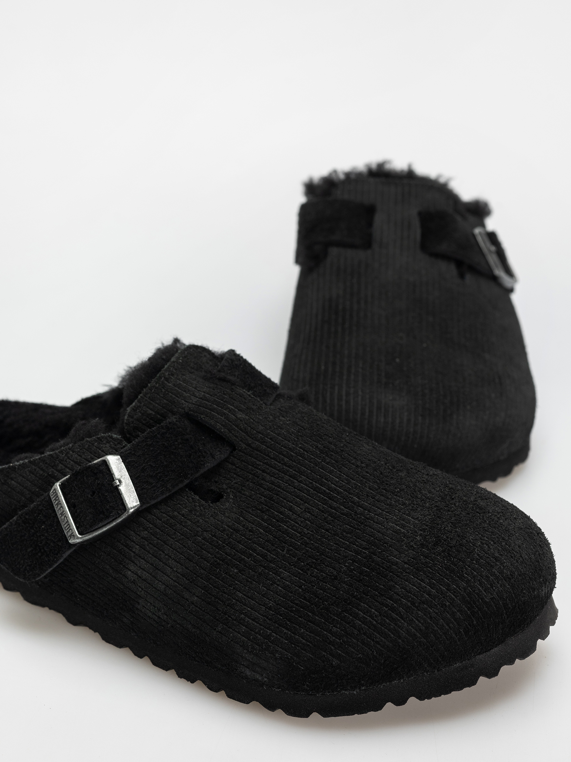 Чехли Birkenstock Boston VL Fell Suede Leather Fur Regular Wmn (corduroy black)