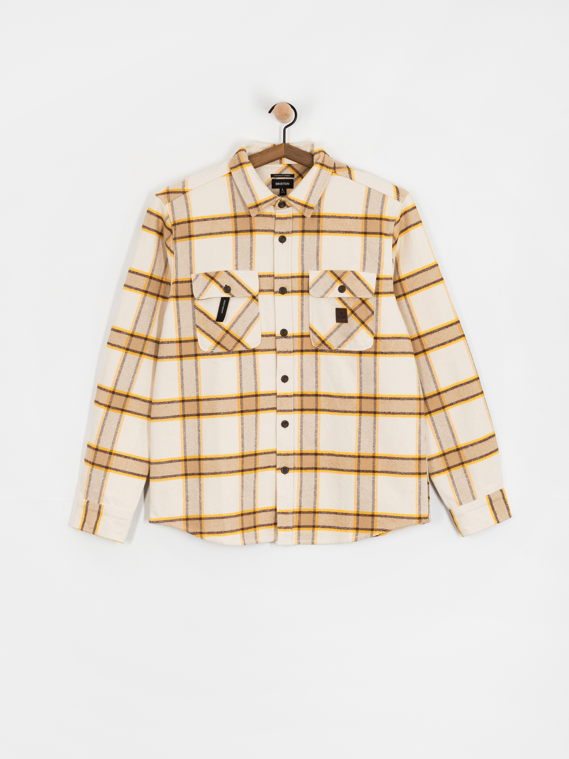 Риза Brixton Bowery Heavy Weight Flanne (whitecap/pineconebrown/saffron)