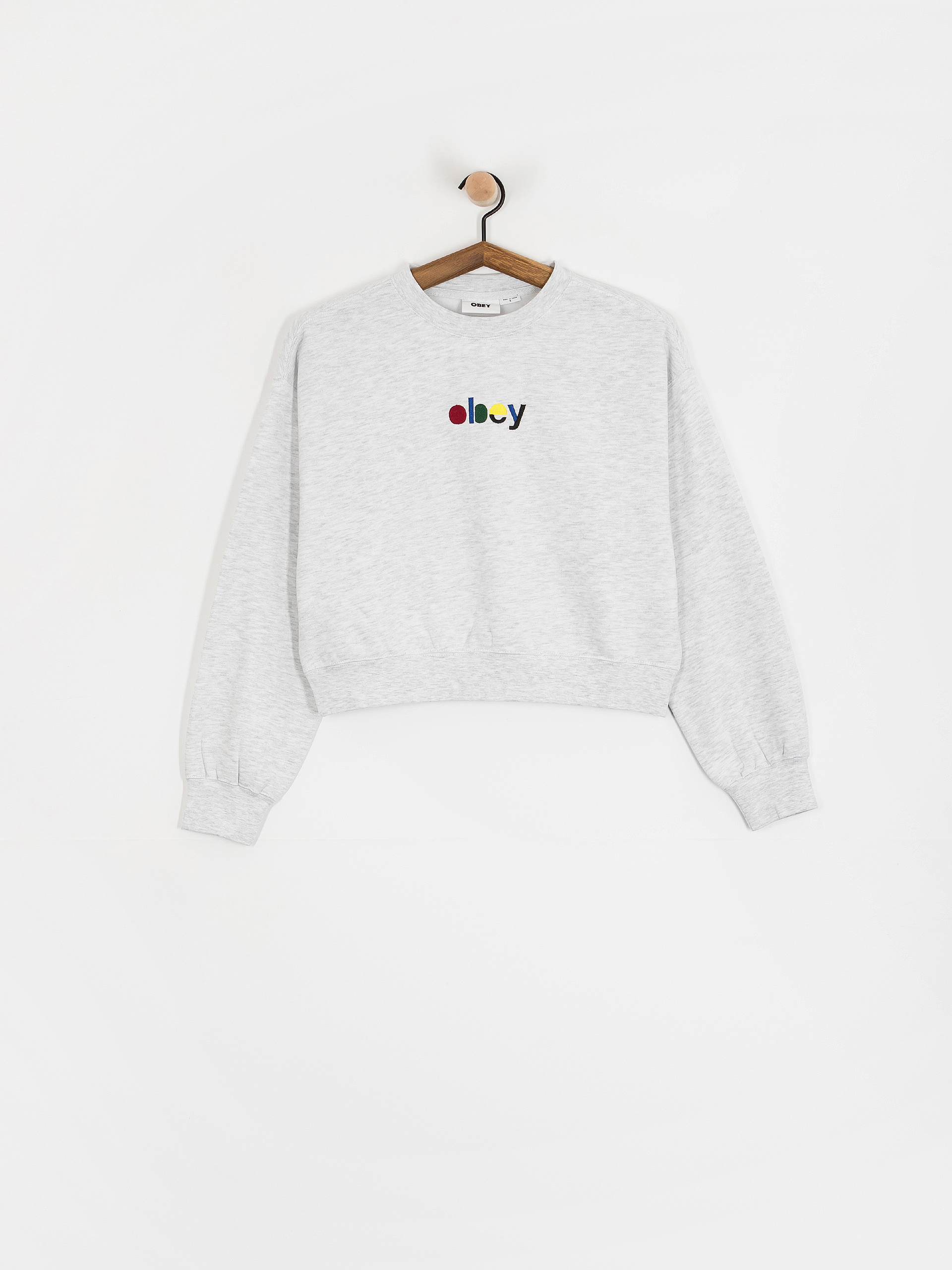 Суитшърт OBEY Blocks Cropped Crew Wmn (ash grey)