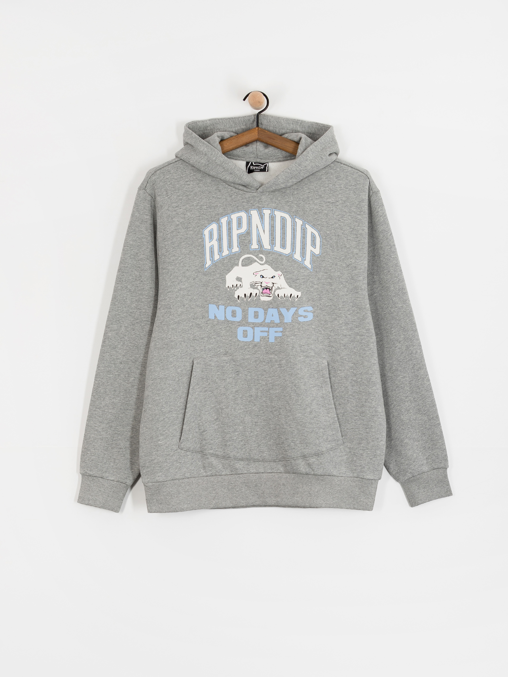 Суитшърт с качулка RipNDip White Panther HD (heather grey)