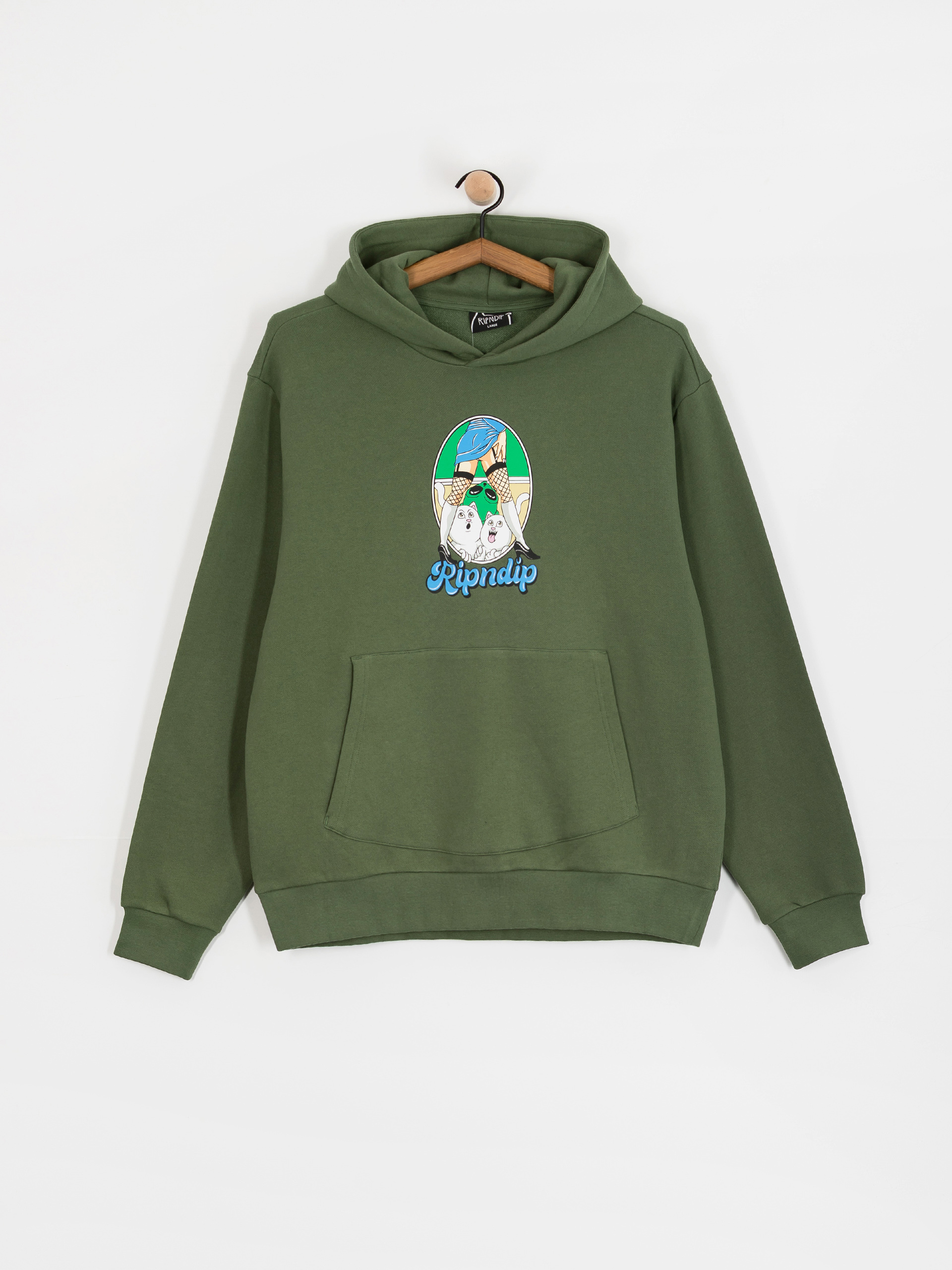 Суитшърт с качулка RipNDip Nermal Fest HD (light olive)